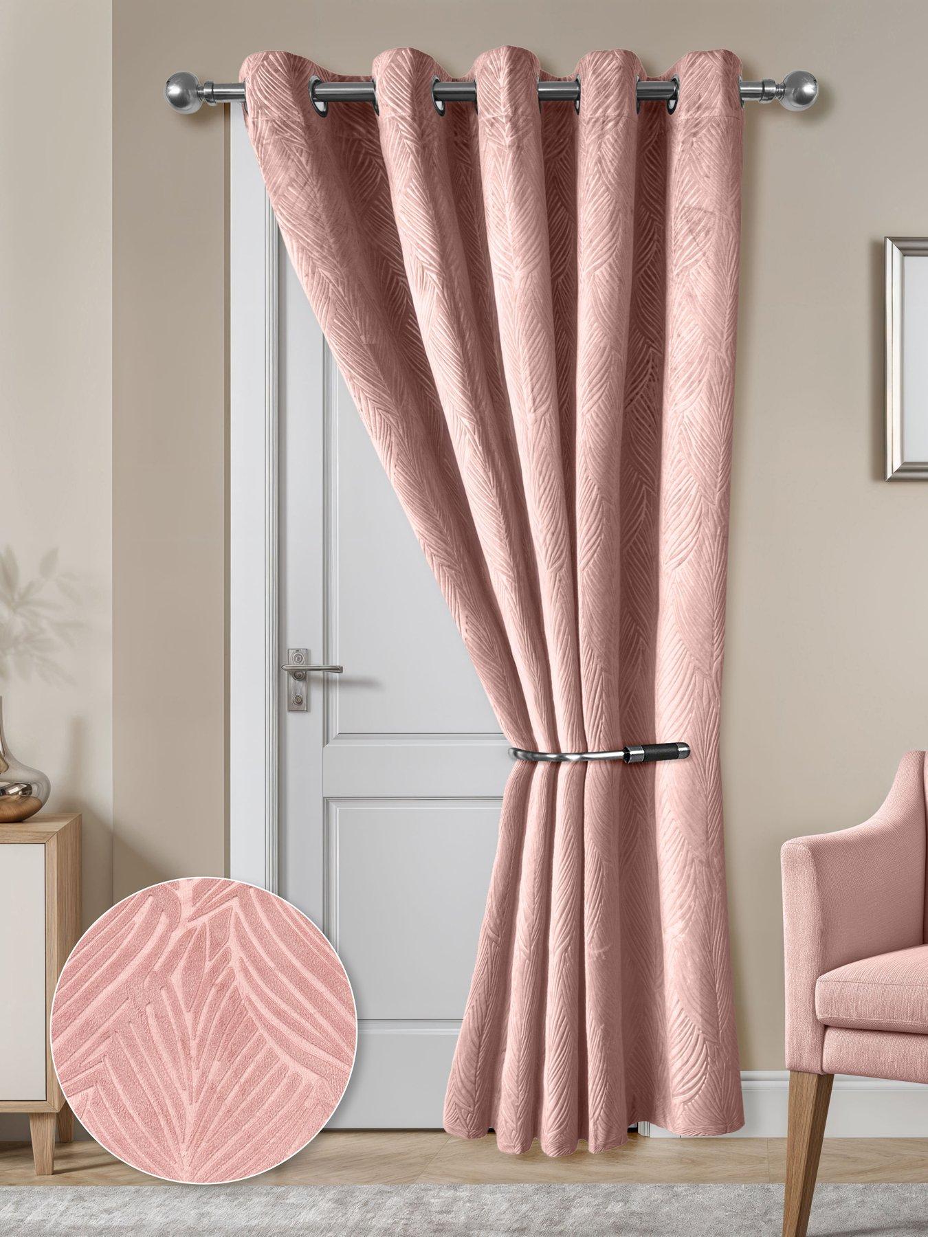 Very Home Leaf Velvet Eyelet Door 46x84 Blackout