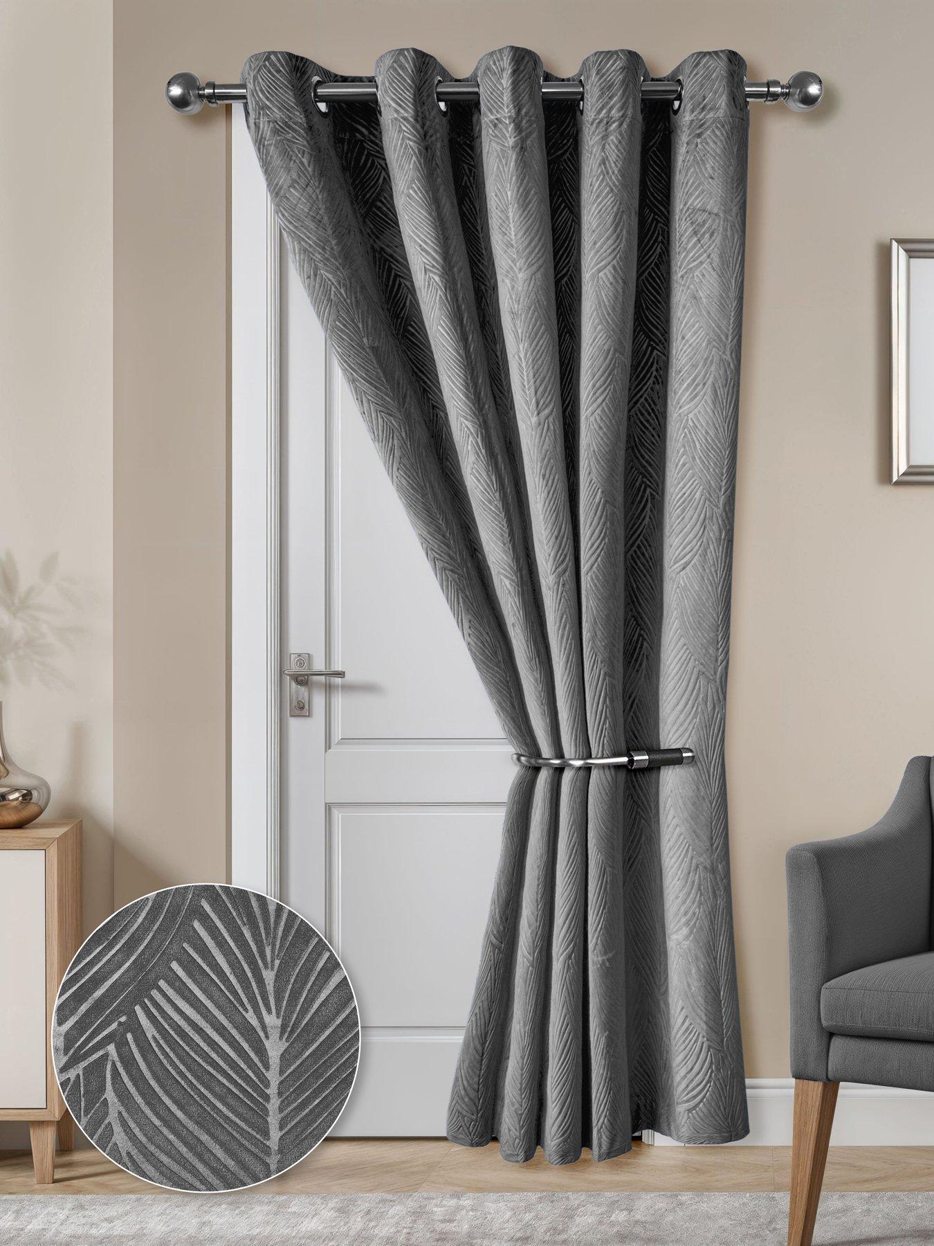 The Very Collection Leaf Velvet Eyelet Door 46x84 Blackout