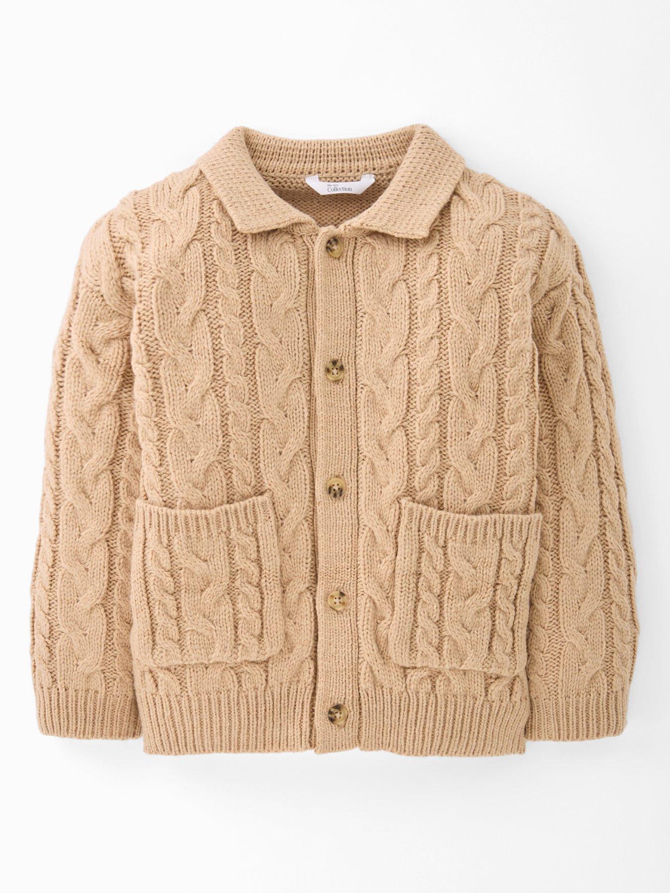 Image 1 of 5 of The Very Collection Boys Button Up Knitted Cardigan - Stone Beige