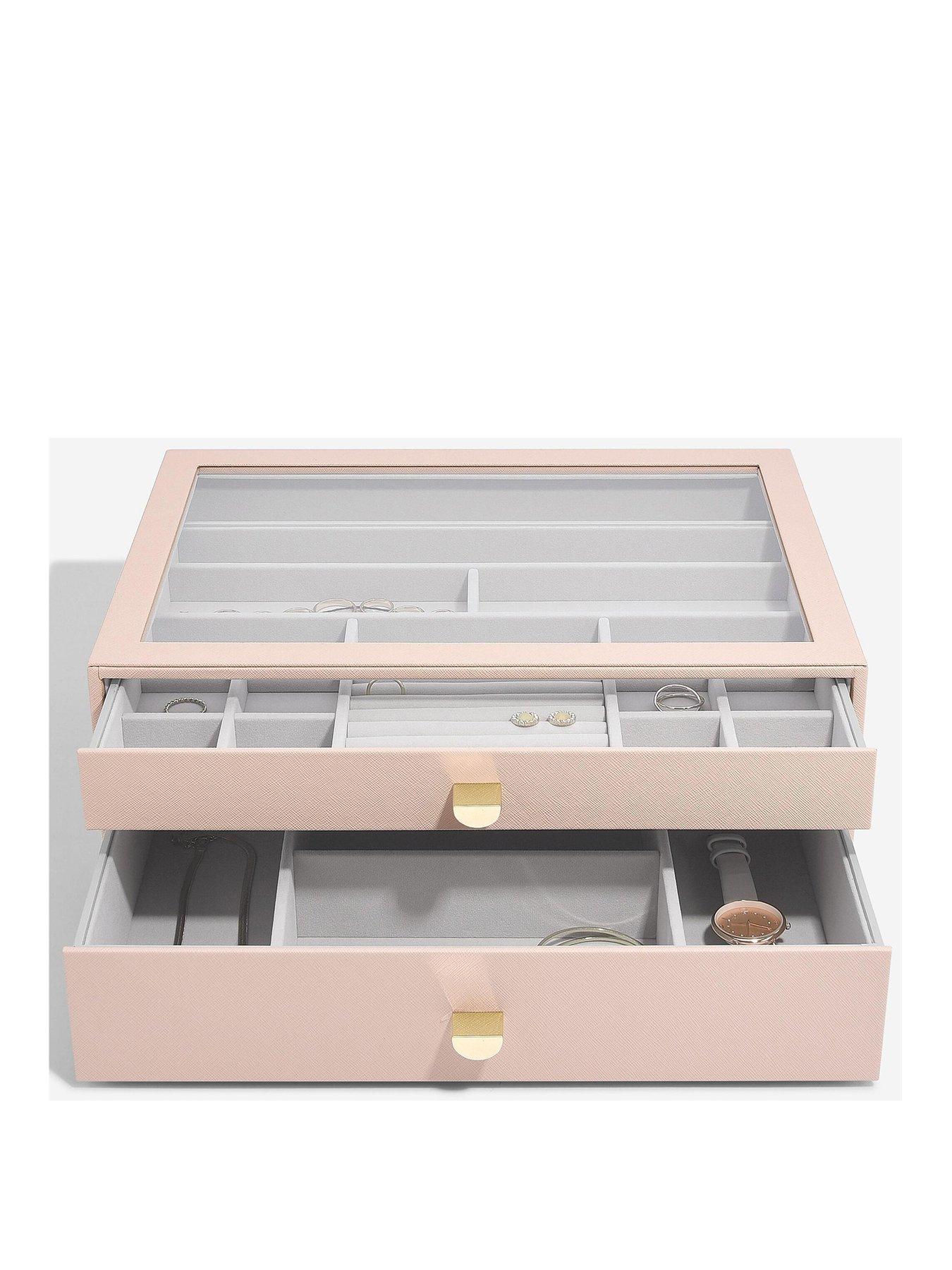 Stackers Blush Pink Supersize Jewellery Box - Set of 2 (with drawers)