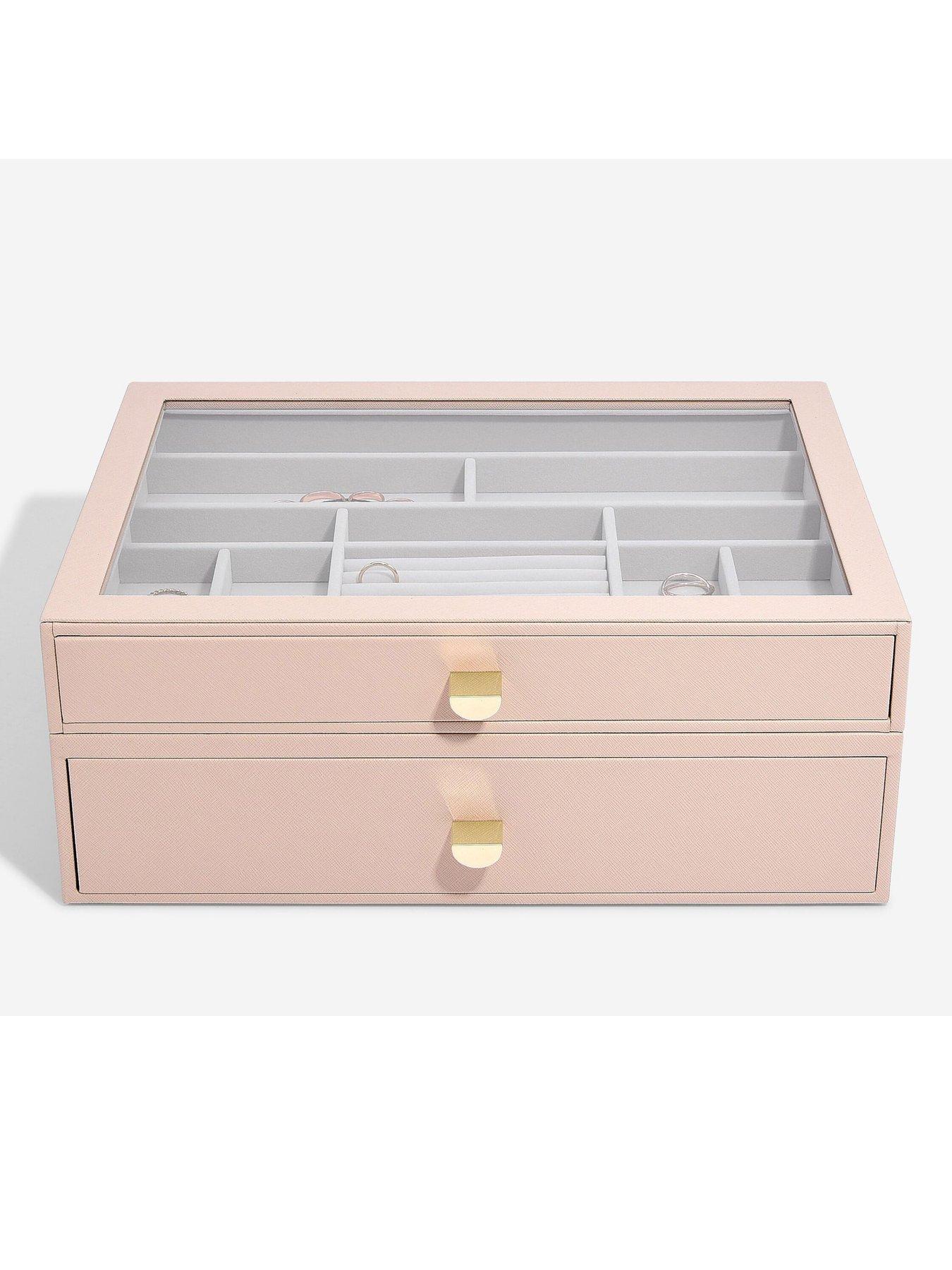 Image 2 of 4 of Stackers Blush Pink Supersize Jewellery Box - Set of 2 (with drawers)