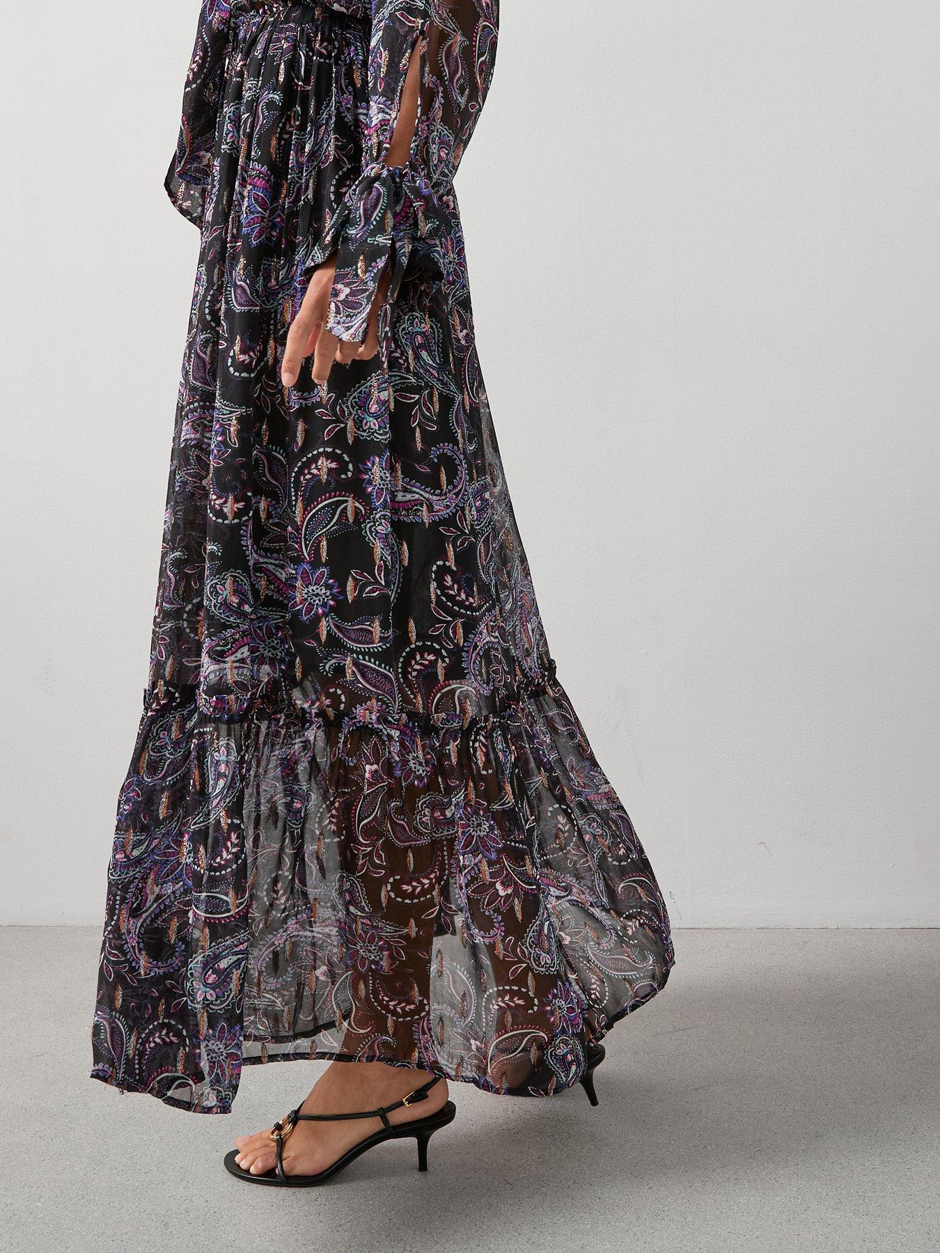 The Very Collection Paisley Print Co-Ord Pleated Maxi Skirt - Purple