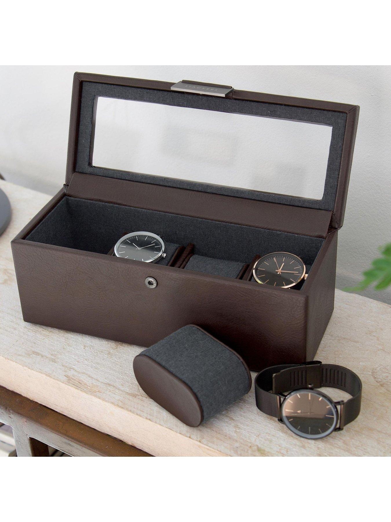 Image 3 of 3 of Stackers Brown 4 Piece Watch Box