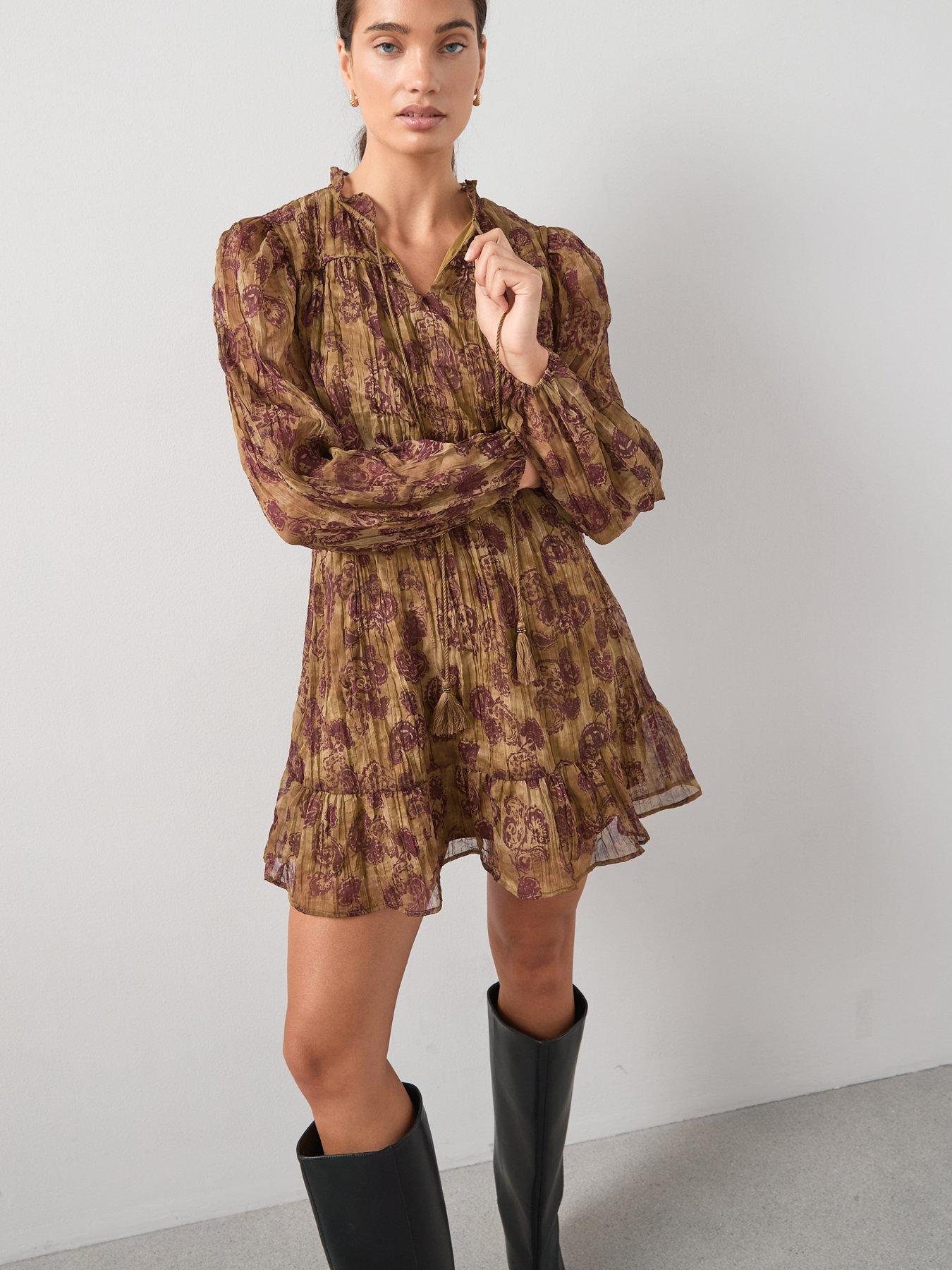 the-very-collection-printed-tie-neck-lurex-mini-dress-print