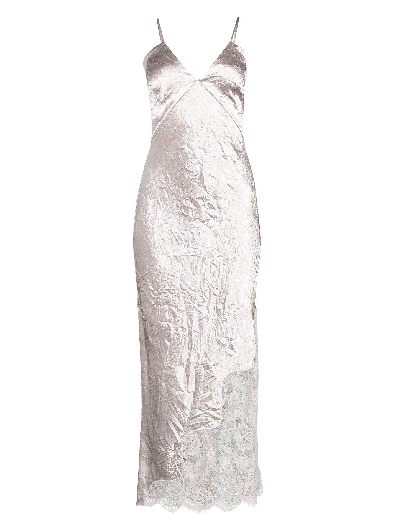 Image 7 of 7 of The Very Collection Lace Detail Satin Cami Dress - Silver