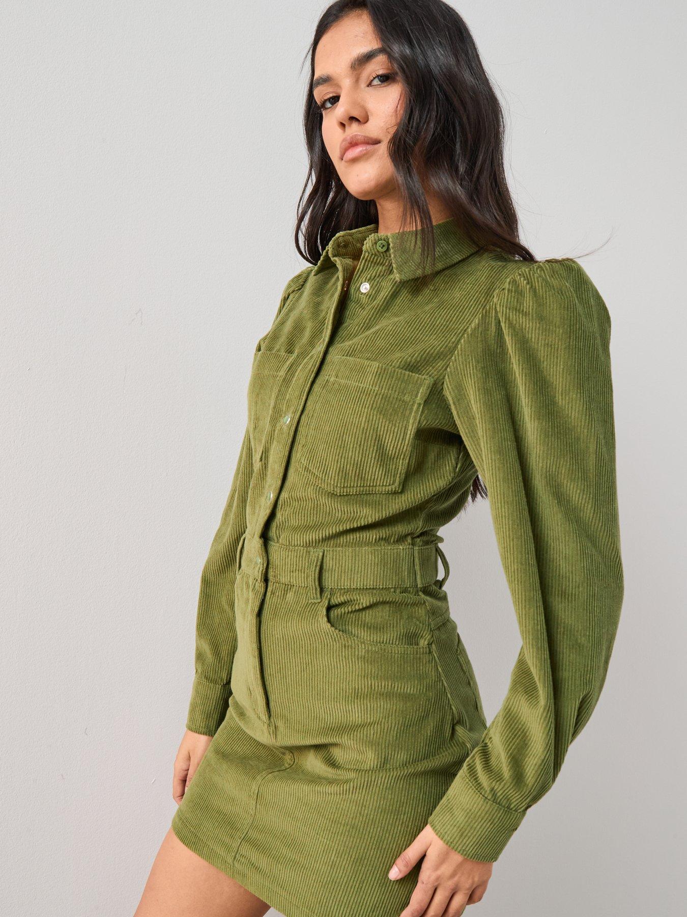 eva green red wrap dress casino royale Womens Green Solid Corduroy Overall Dress with Front Pockets Green / XL main image 0