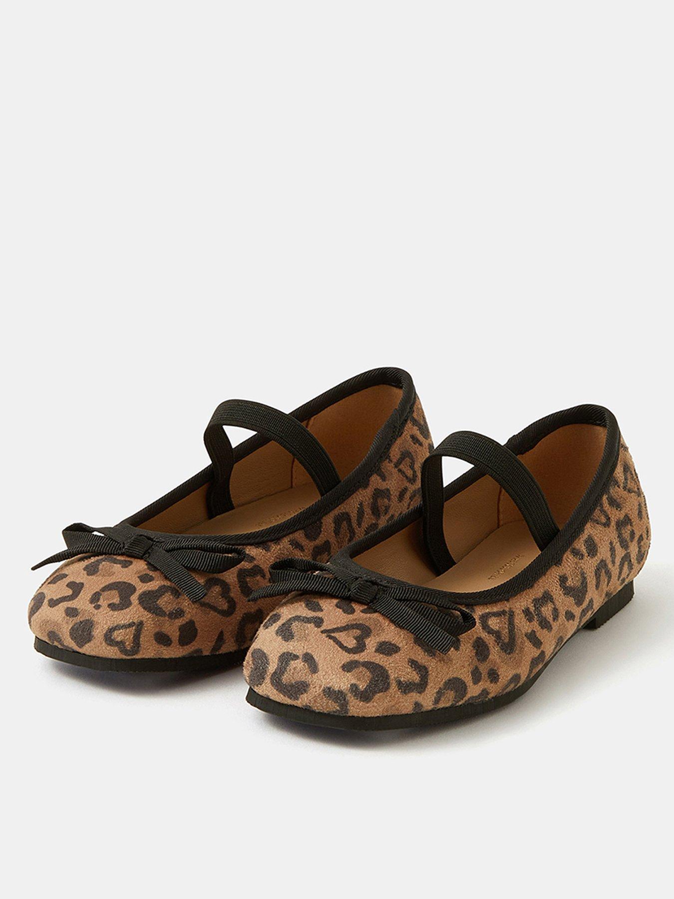 Accessorize Girls Animal Print Ballerina Shoes - Brown