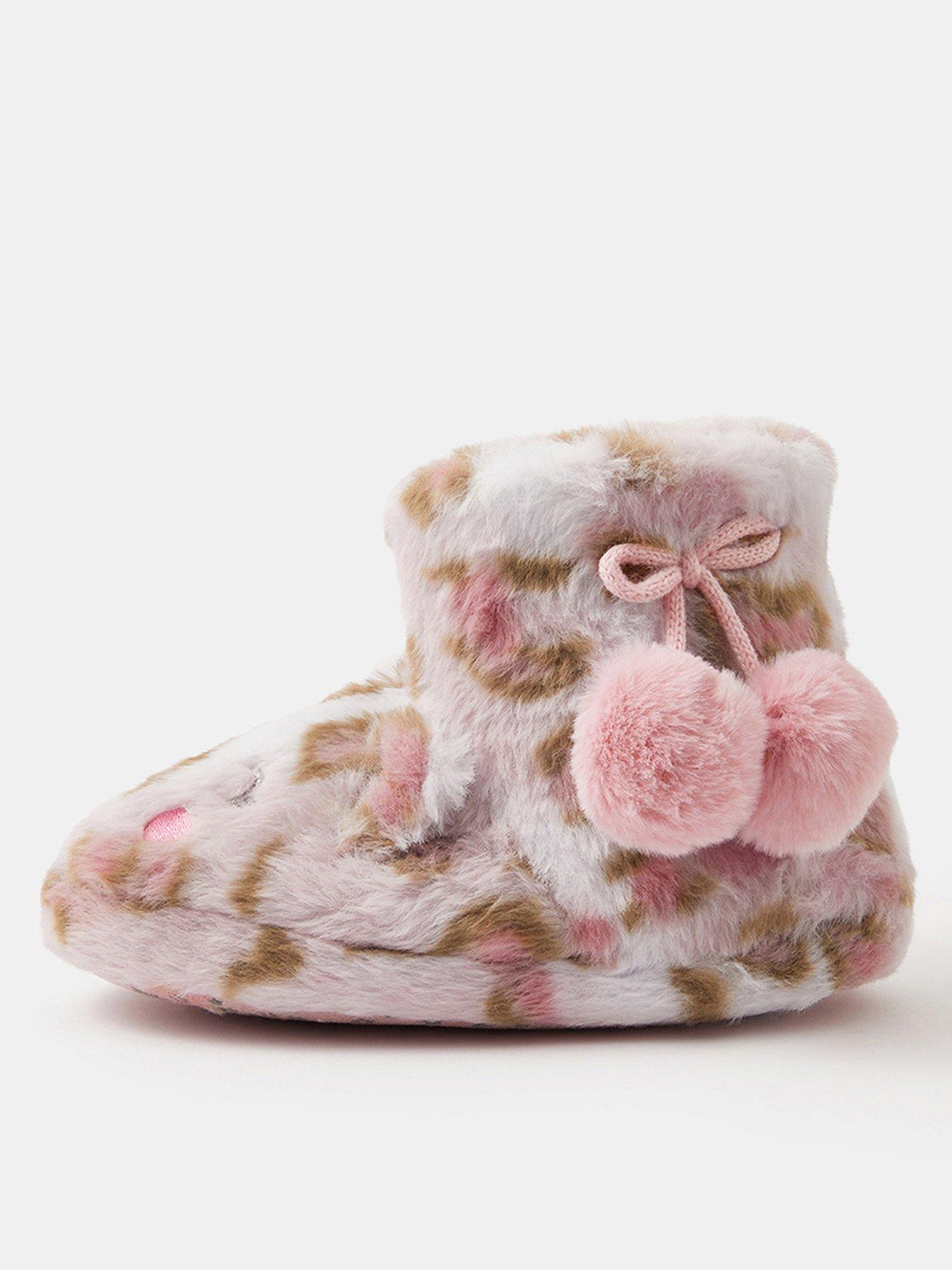 Accessorize Girls Leopard Cat Slipper Boots - Brown