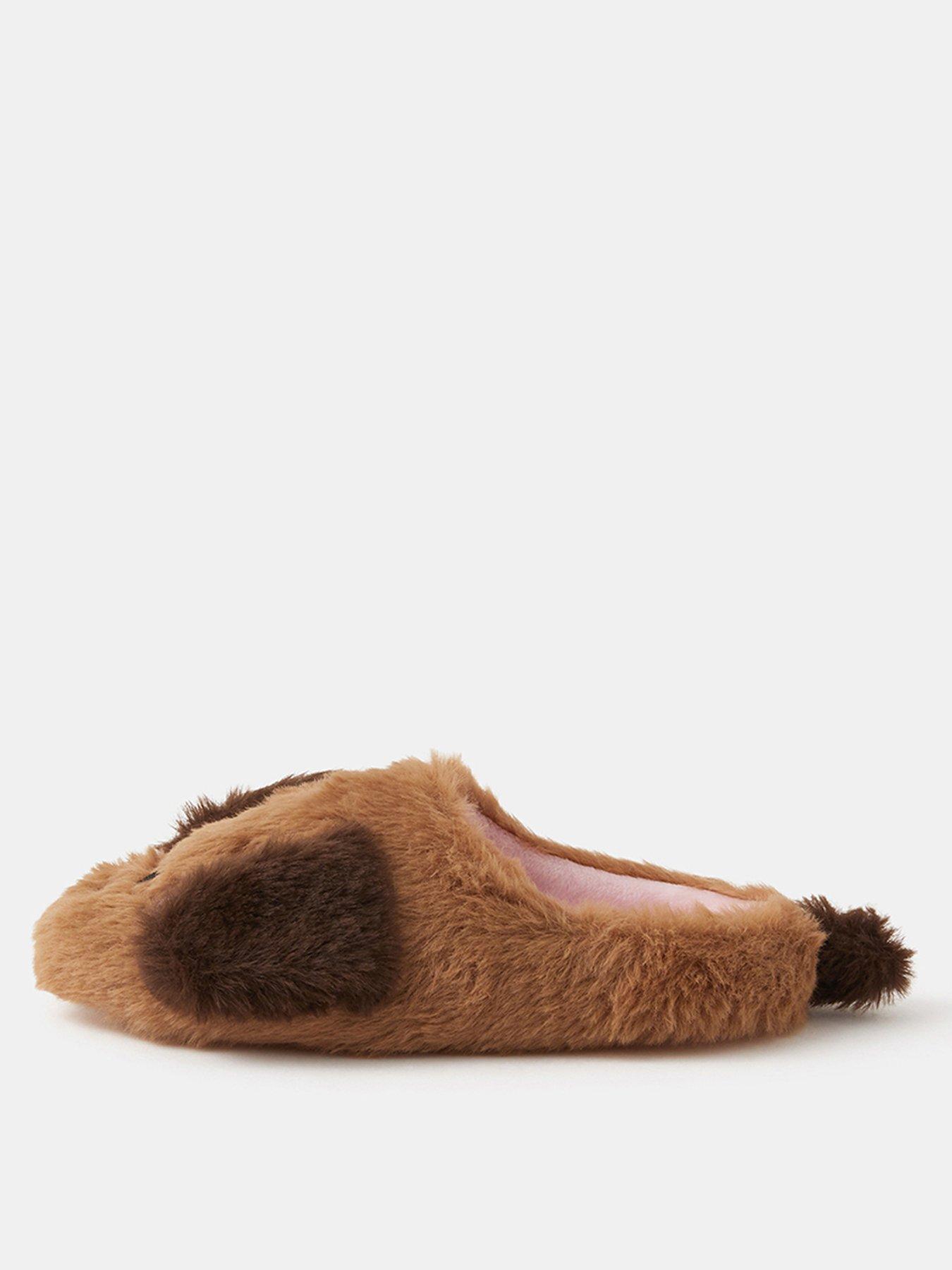 Image 2 of 3 of Accessorize Girls Dog Slipper Mules - Brown