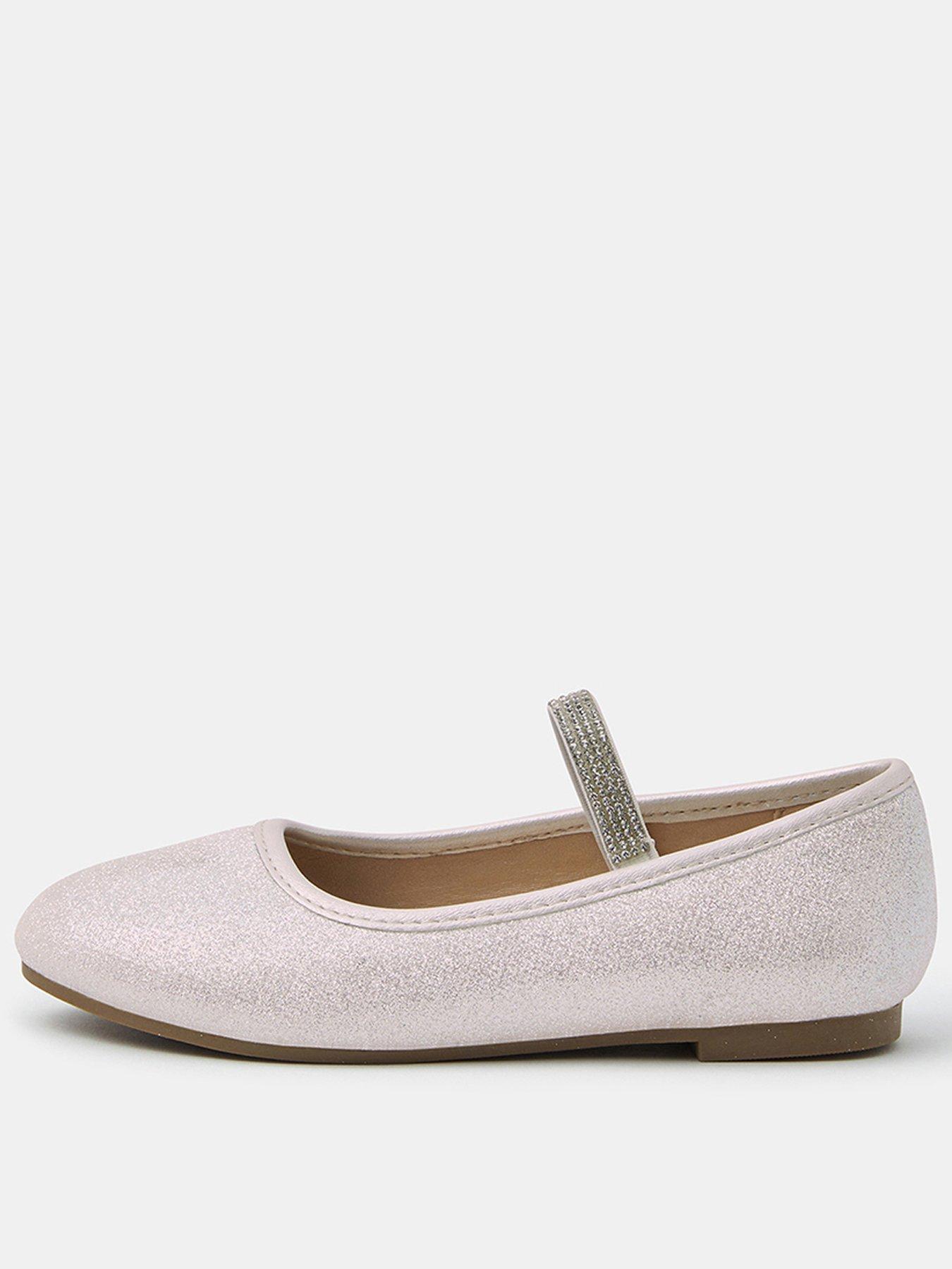 Accessorize Girls Glittery Party Shoes - Light Cream