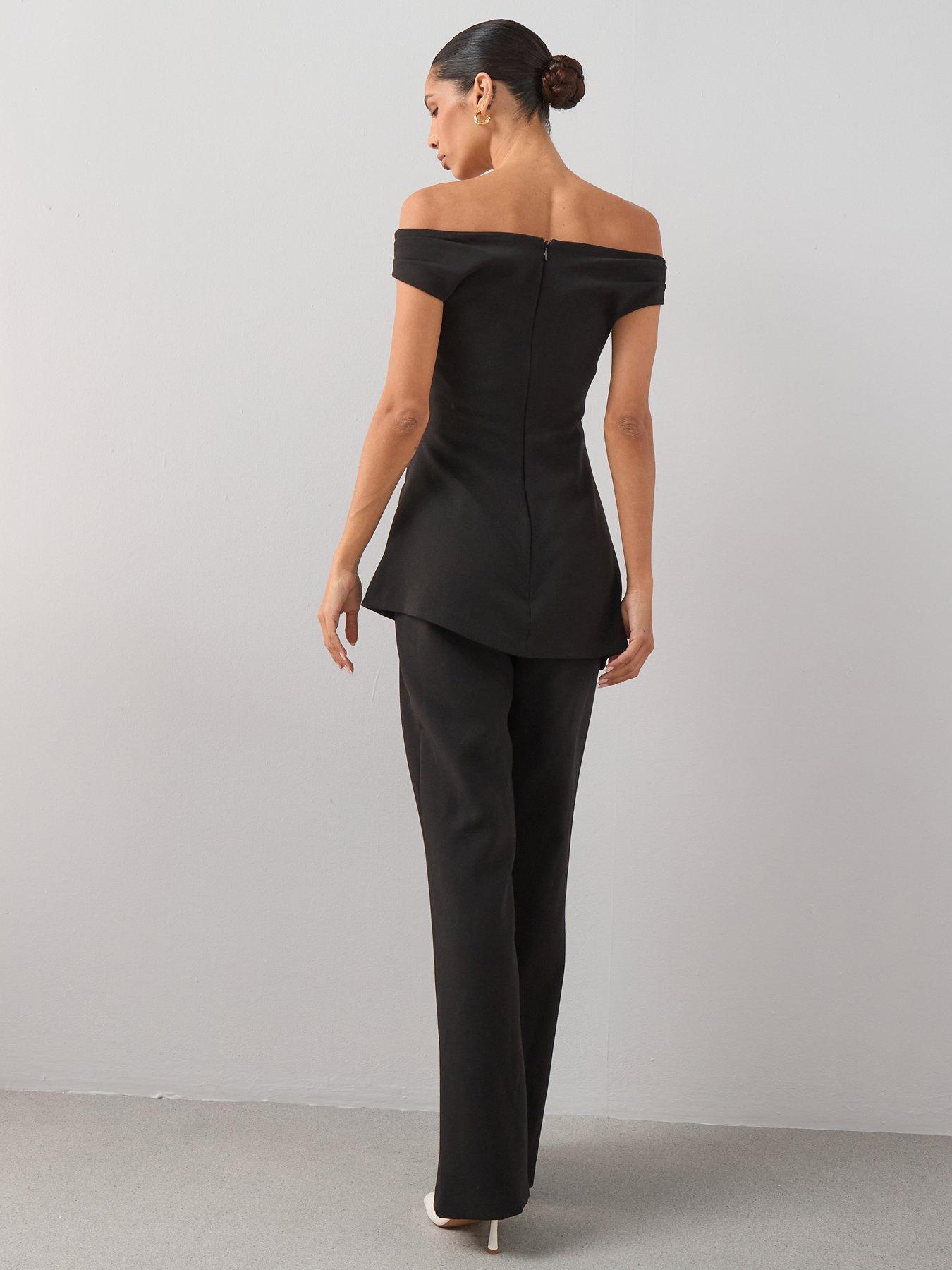 the-very-collection-ruched-bardot-jumpsuit-blackstillFront