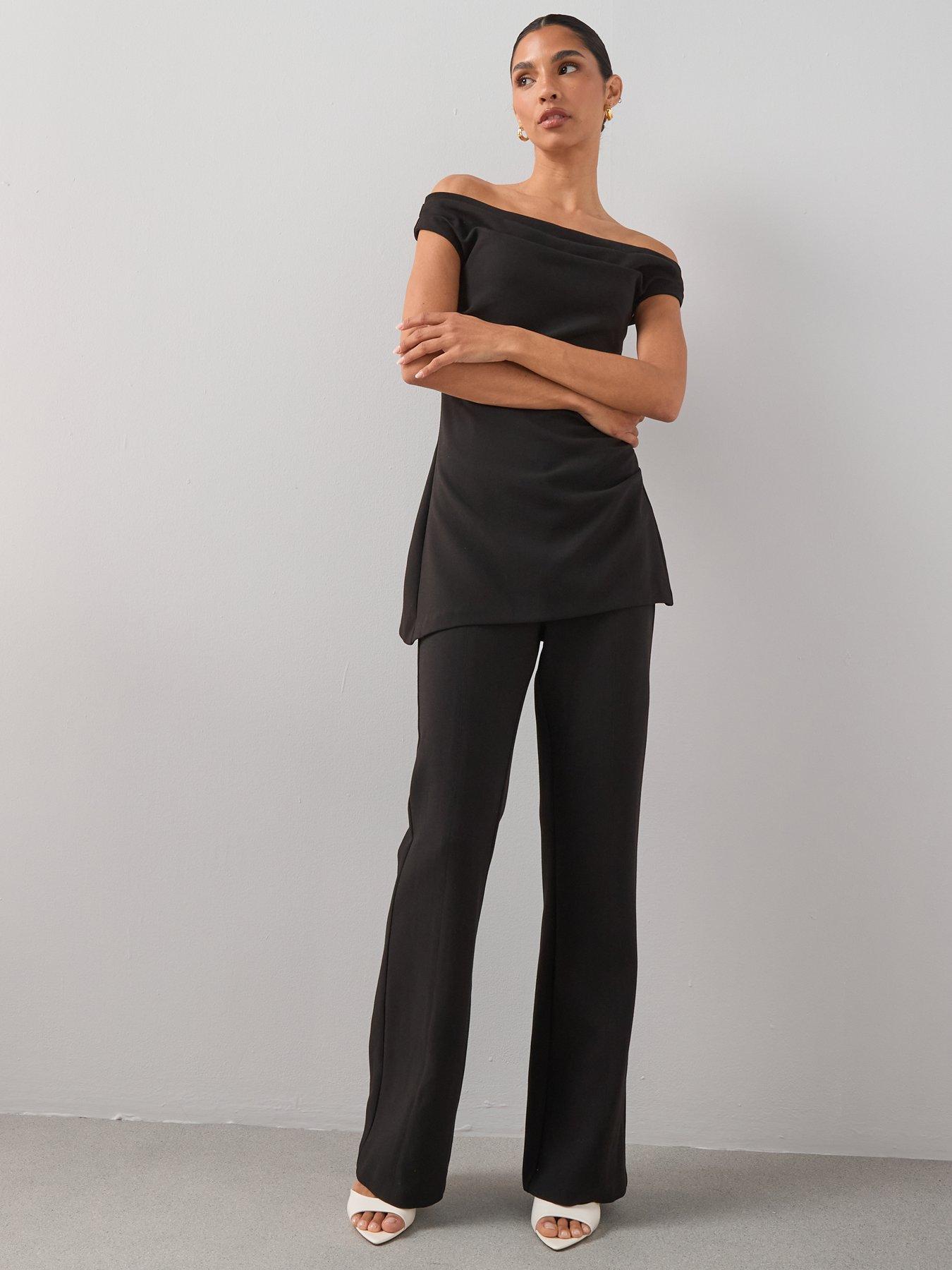 the-very-collection-ruched-bardot-jumpsuit-blackoutfit