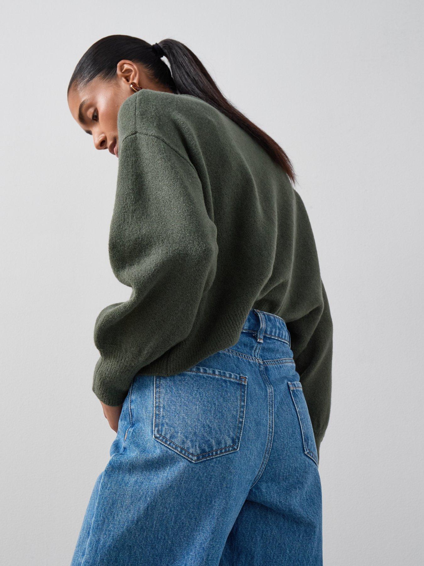 The Very Collection Wide Leg Jeans With Hem Detail - Mid Wash | Very ...