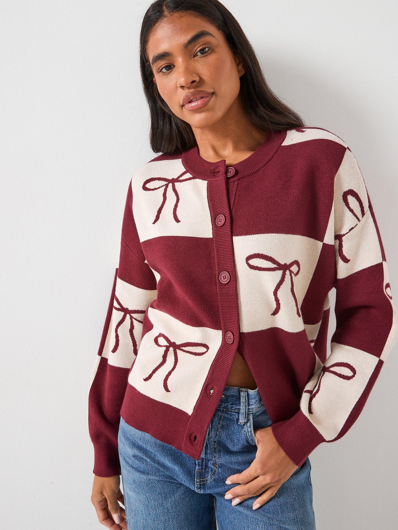 pieces-pcjette-christmas-bow-long-sleeve-cardigan-multi