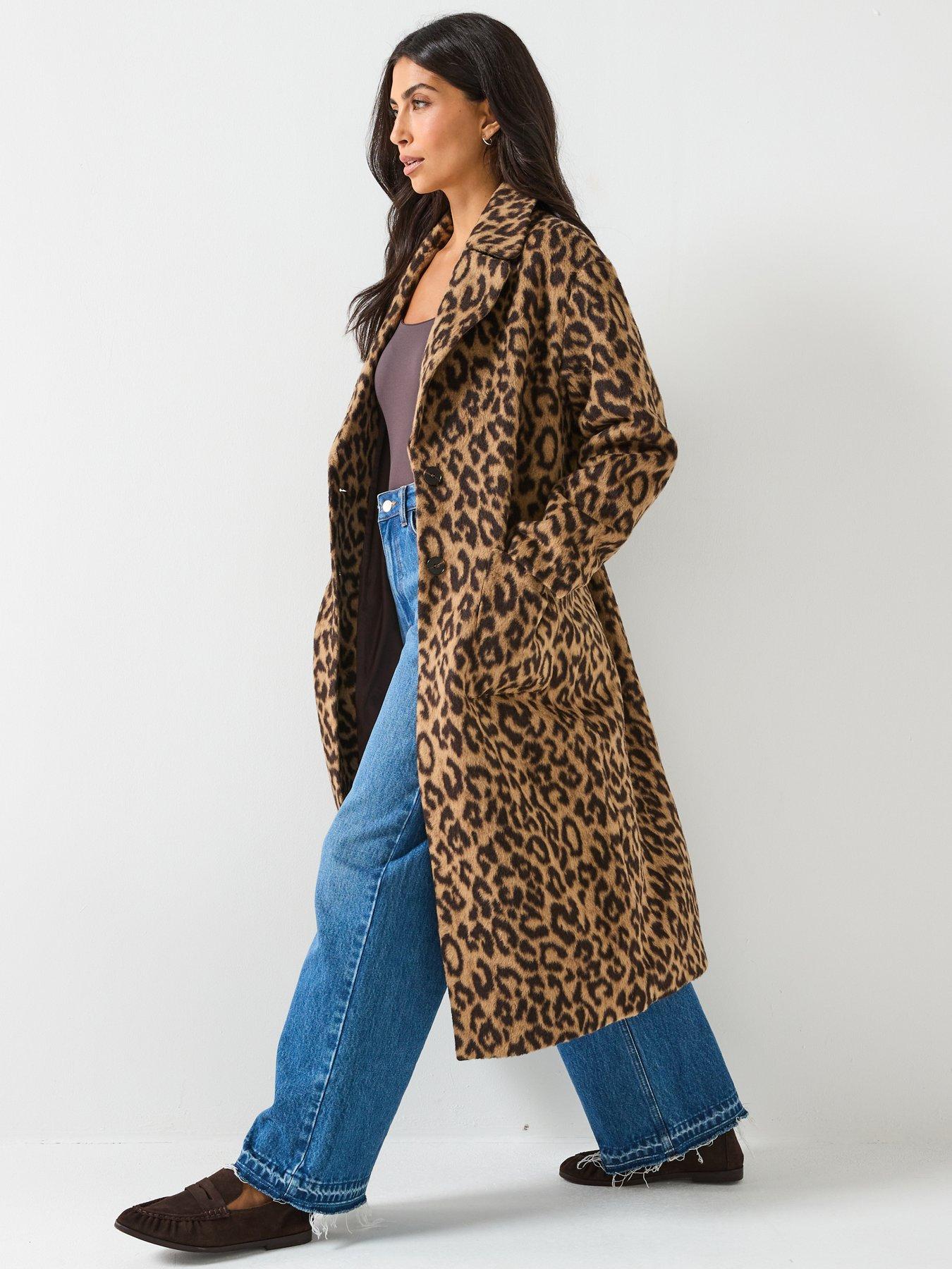 Image 3 of 6 of PIECES Leopard Print Long Coat - Print