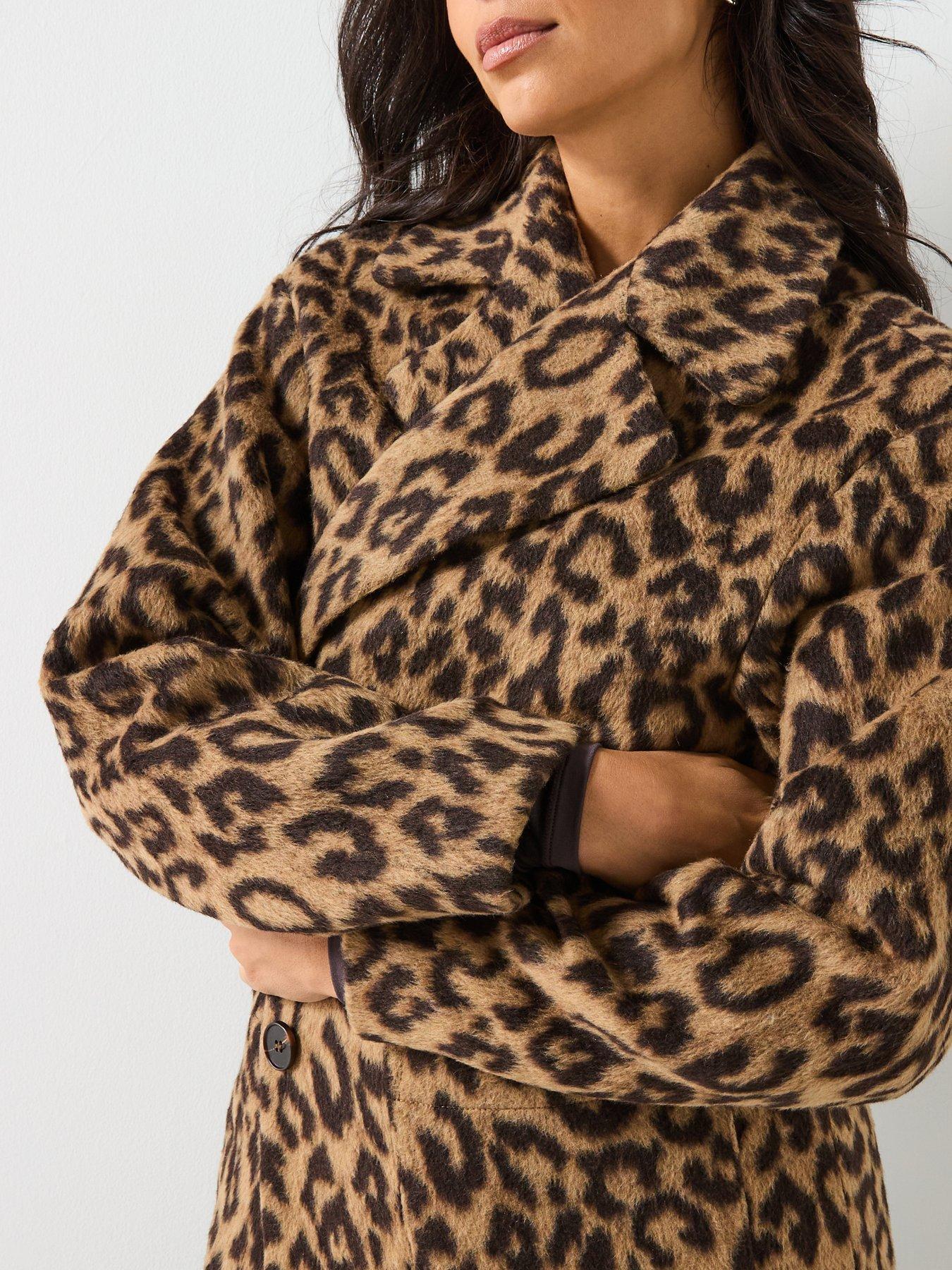 Image 4 of 6 of PIECES Leopard Print Long Coat - Print