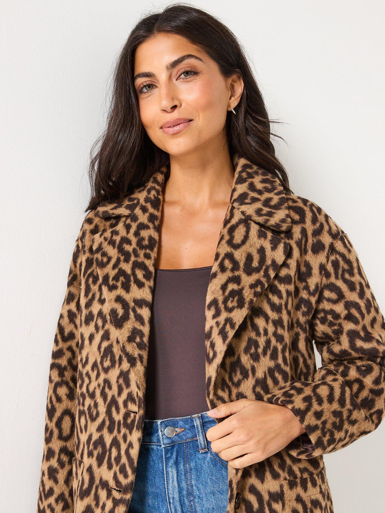 Image 5 of 6 of PIECES Leopard Print Long Coat - Print
