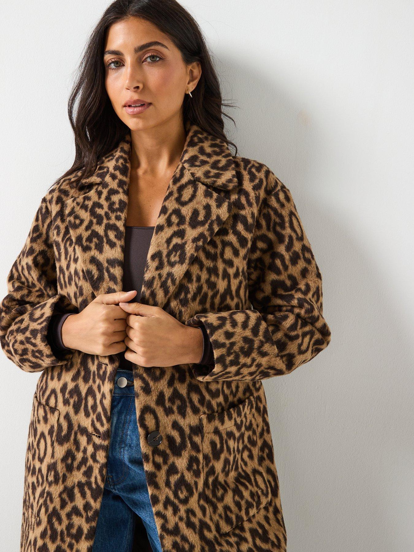 Image 6 of 6 of PIECES Leopard Print Long Coat - Print