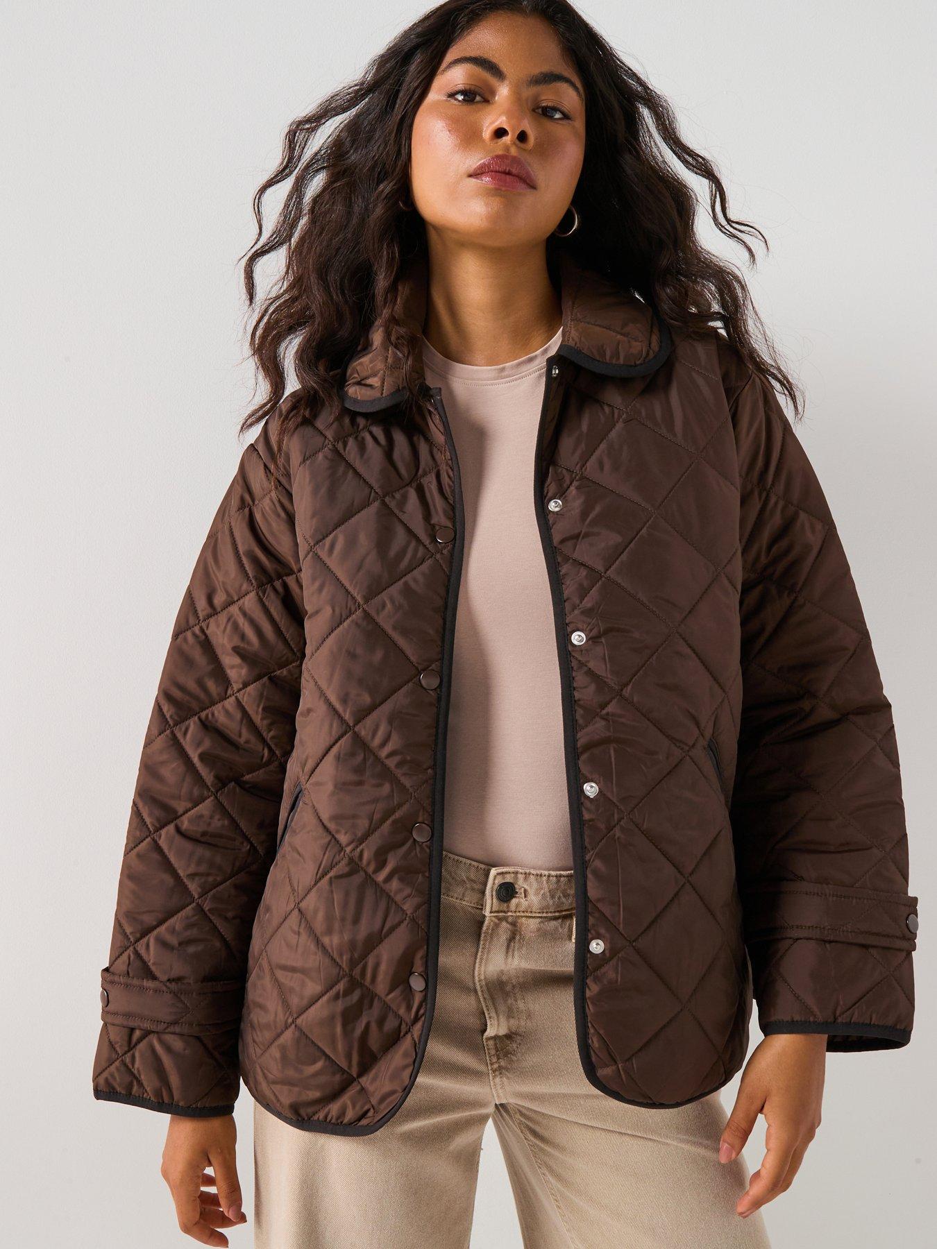 pieces-short-quilted-jacket-brown