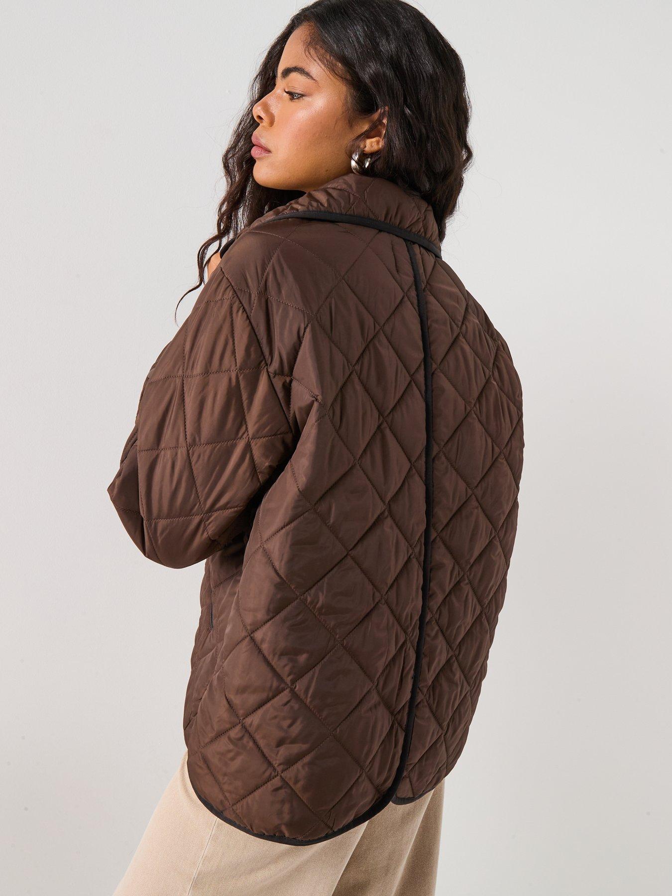 pieces-short-quilted-jacket-brownstillFront