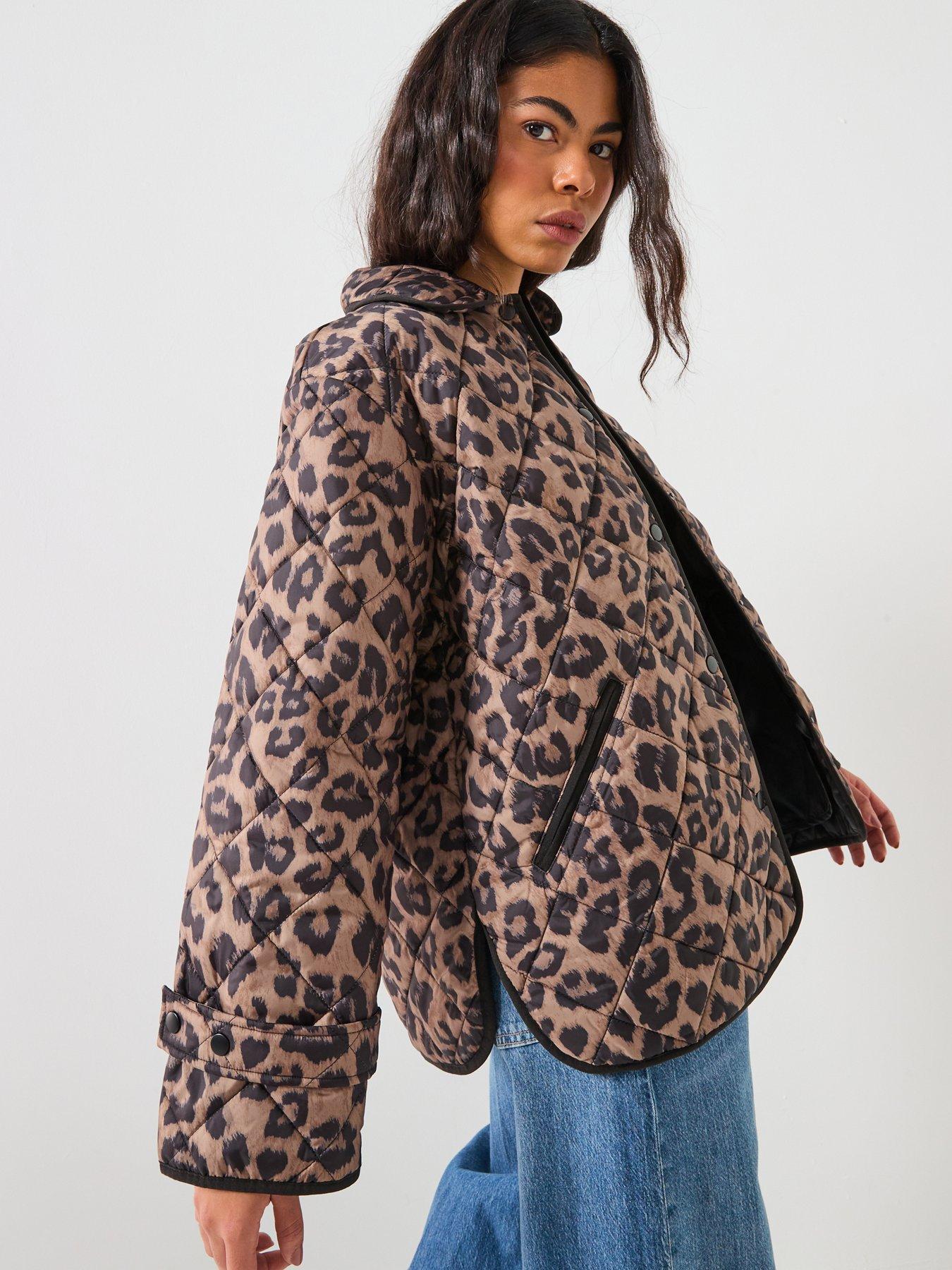 PIECES Short Print Quilt Jacket - Leopard Print