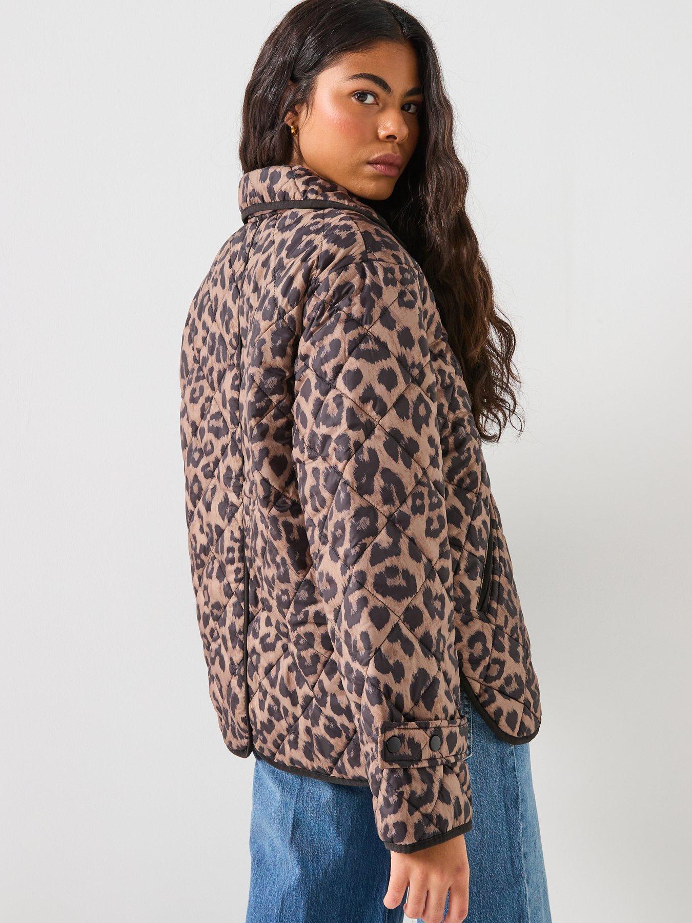 Image 2 of 6 of PIECES Short Print Quilt Jacket - Leopard Print