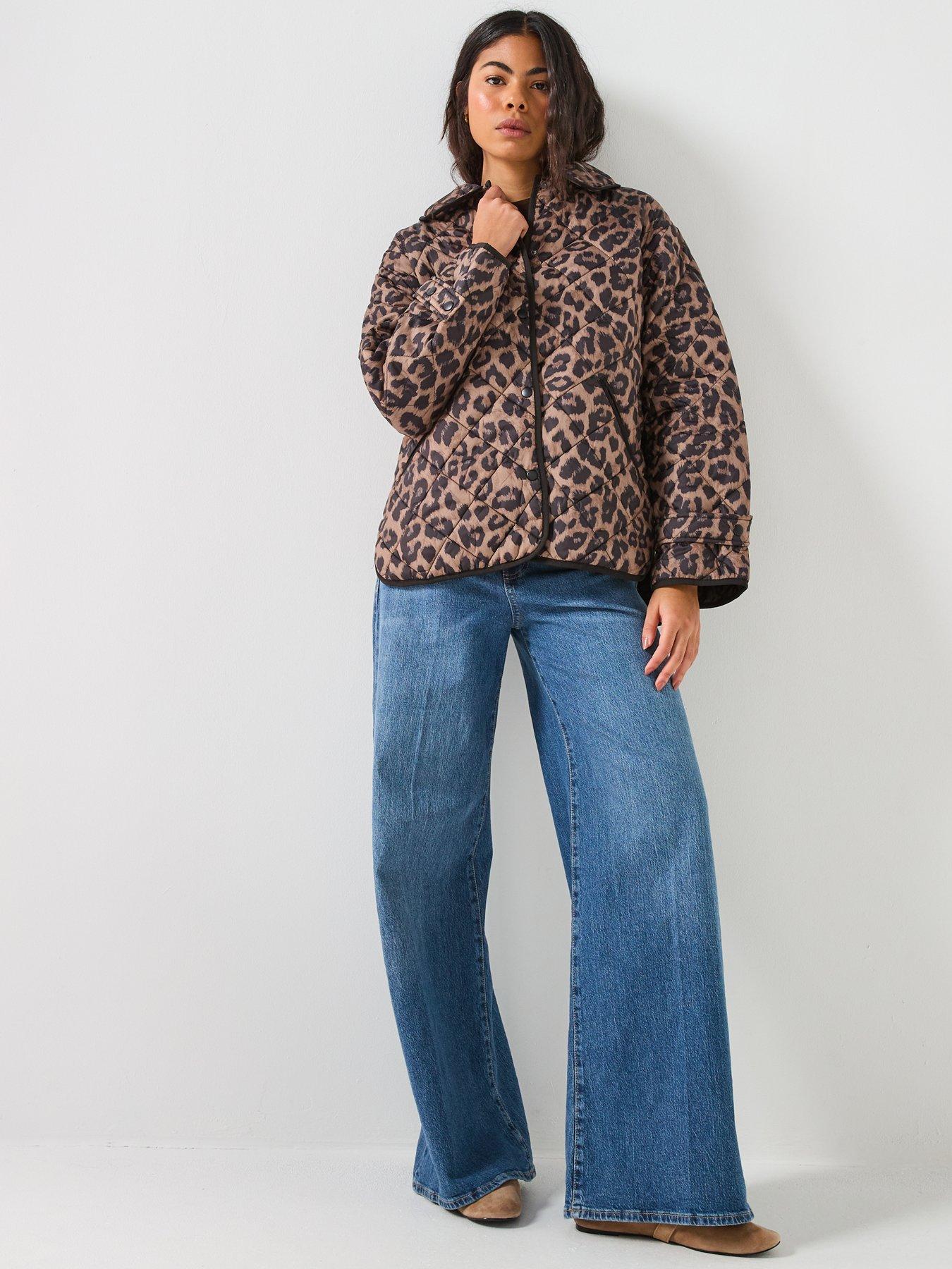 Image 3 of 6 of PIECES Short Print Quilt Jacket - Leopard Print