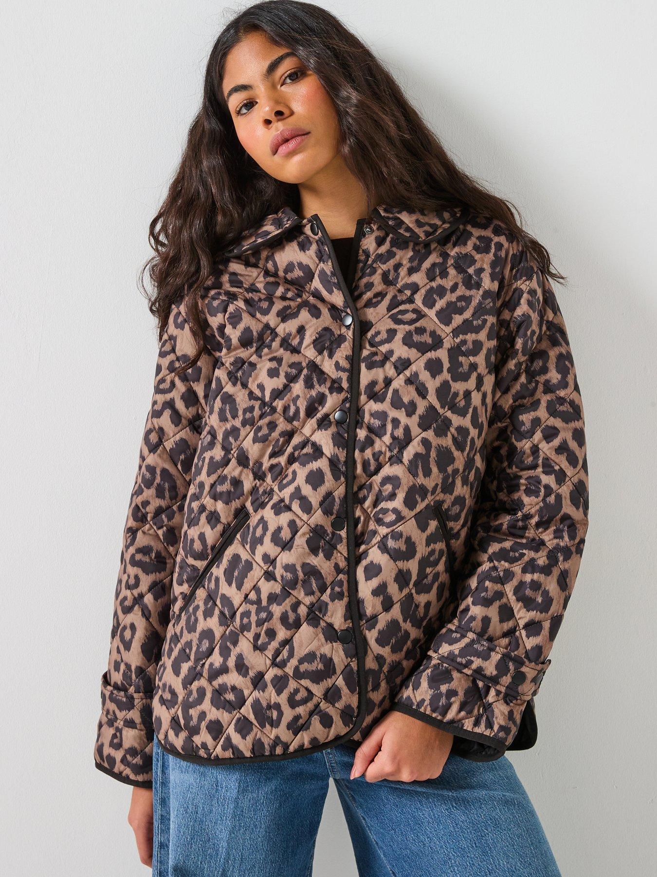 Image 4 of 6 of PIECES Short Print Quilt Jacket - Leopard Print