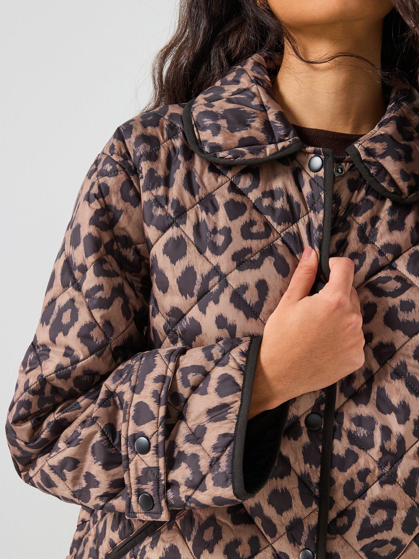 Image 5 of 6 of PIECES Short Print Quilt Jacket - Leopard Print