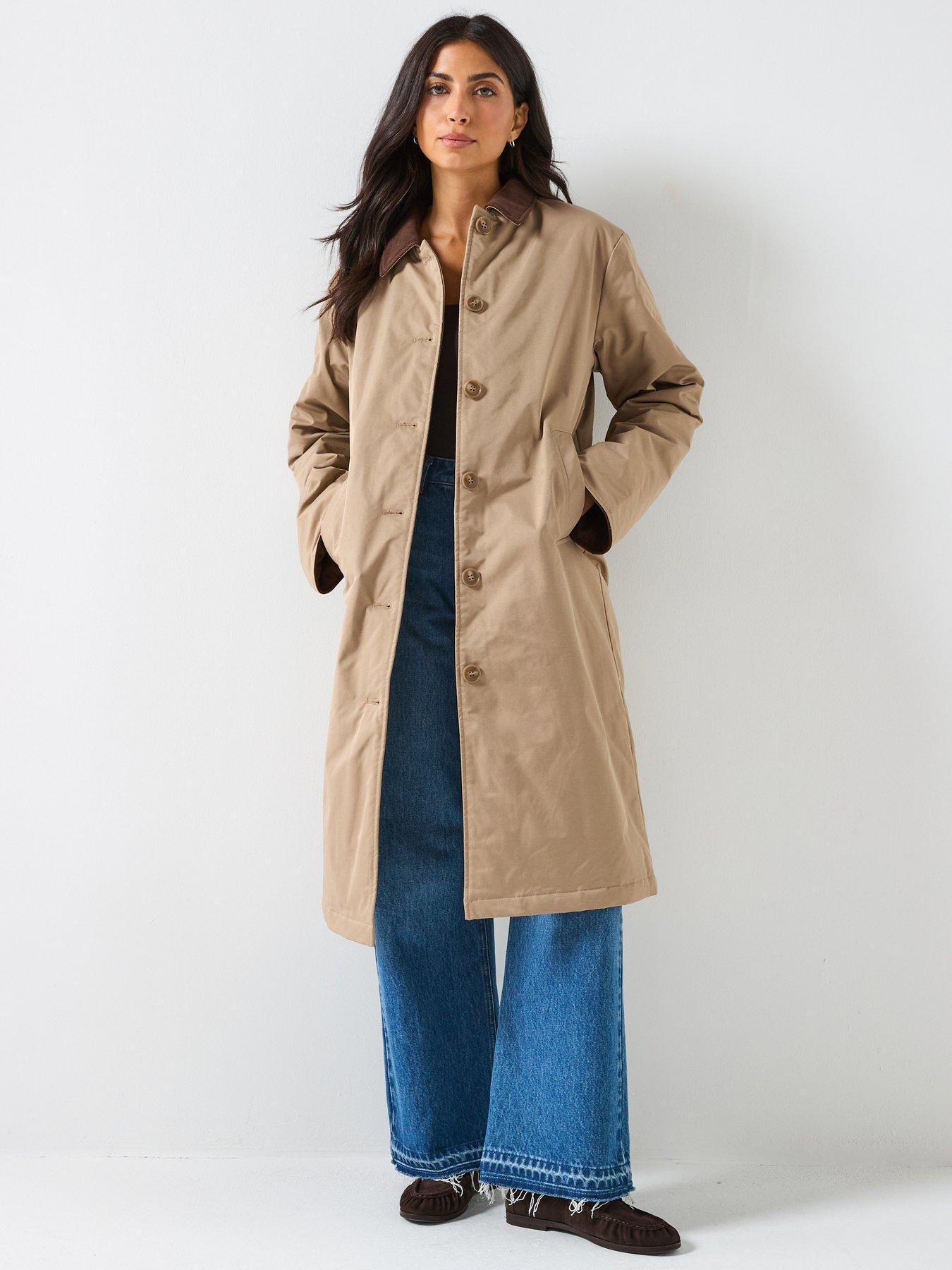 pieces-long-corduroy-jacket-brown
