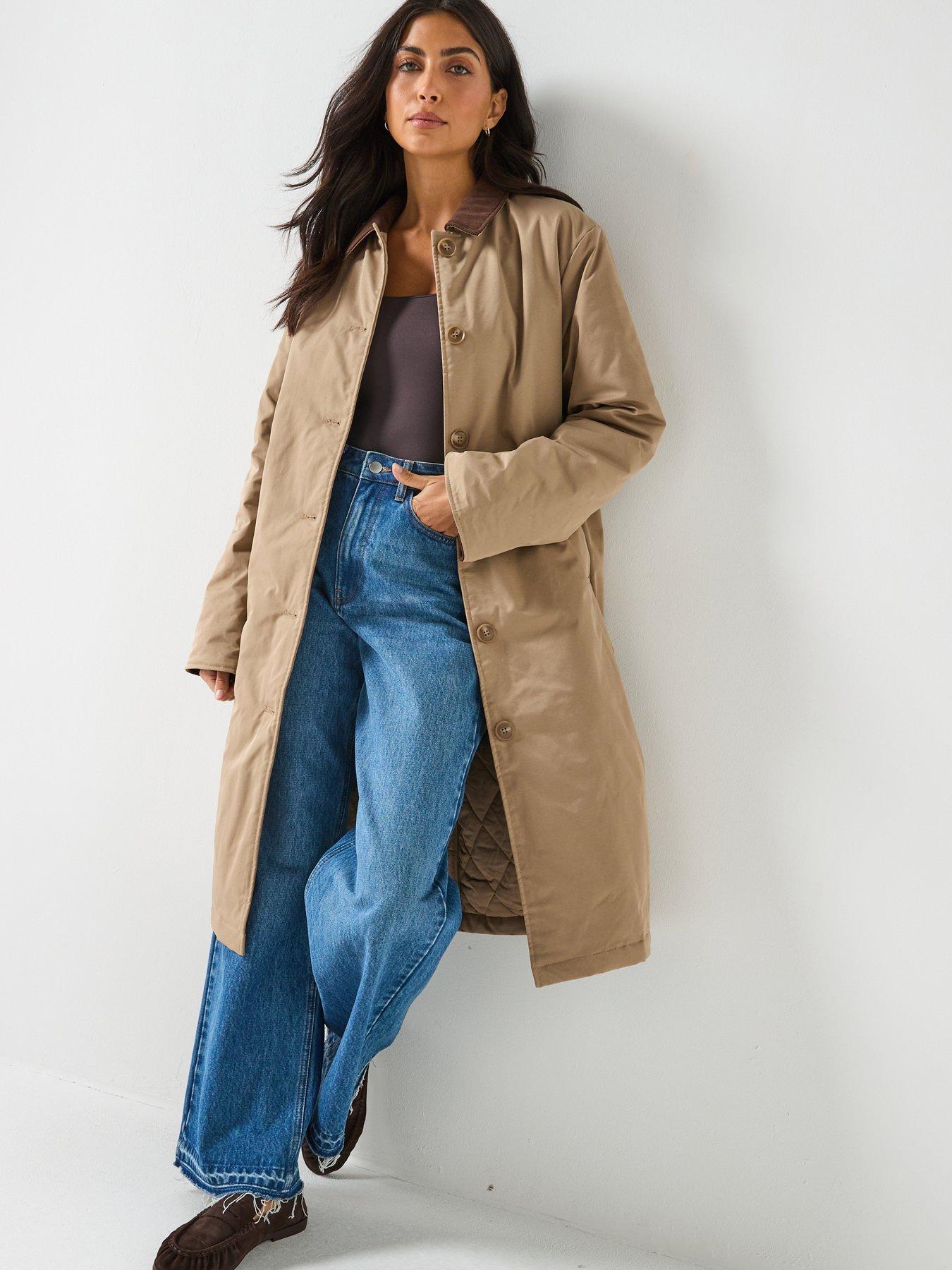 Image 3 of 6 of PIECES Long Corduroy Jacket - Brown