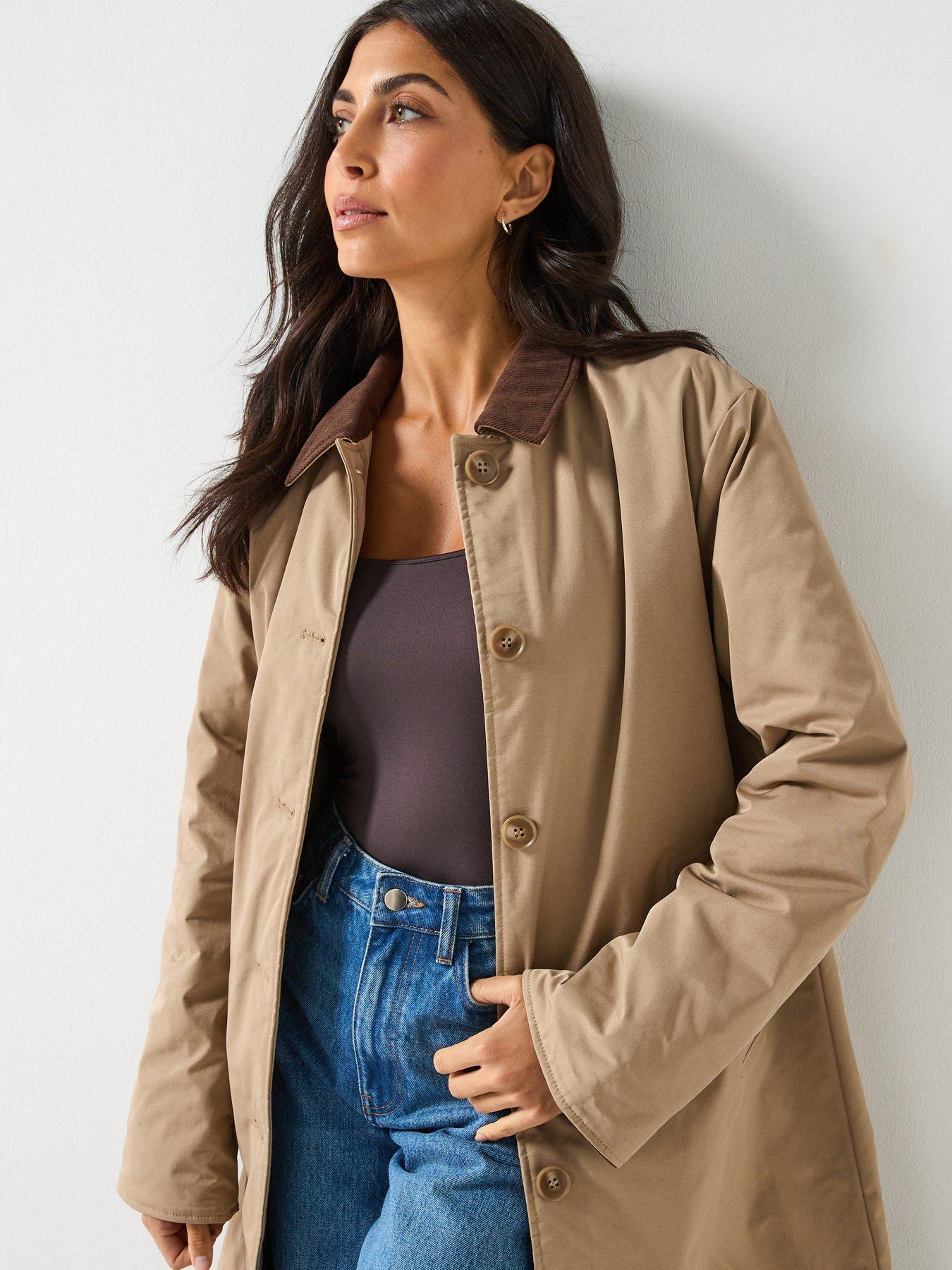 Image 4 of 6 of PIECES Long Corduroy Jacket - Brown