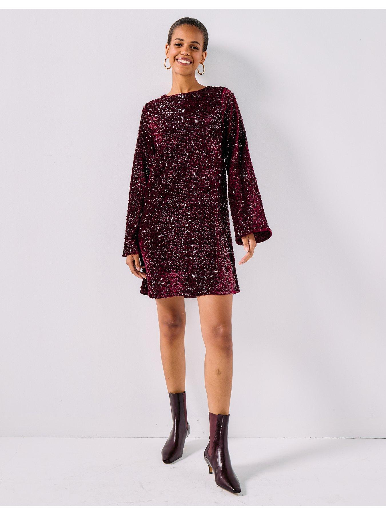 pieces-long-sleeve-deep-back-bow-mini-dress-redback