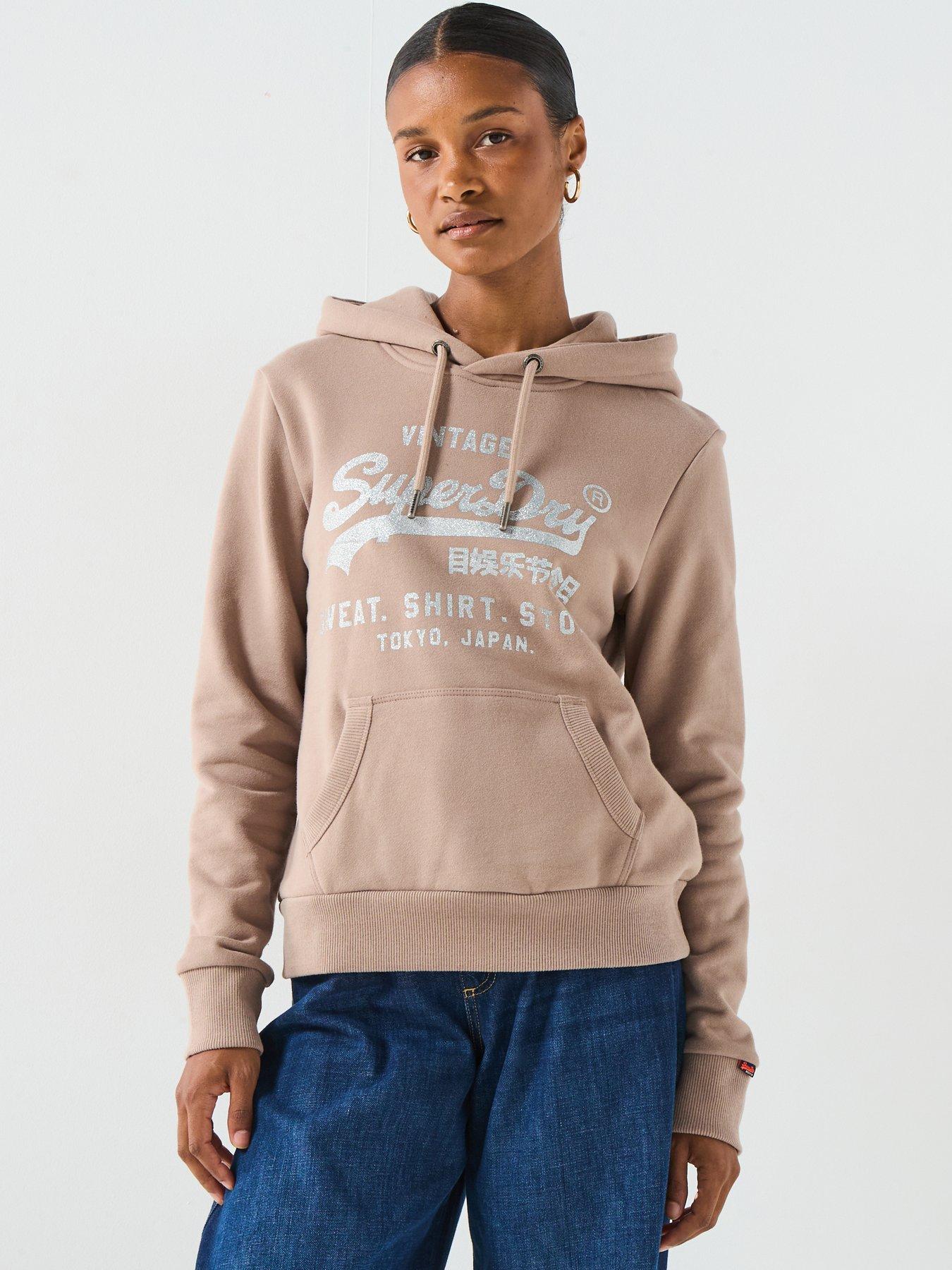 Superdry Embellished Relaxed Hoodie - Brown