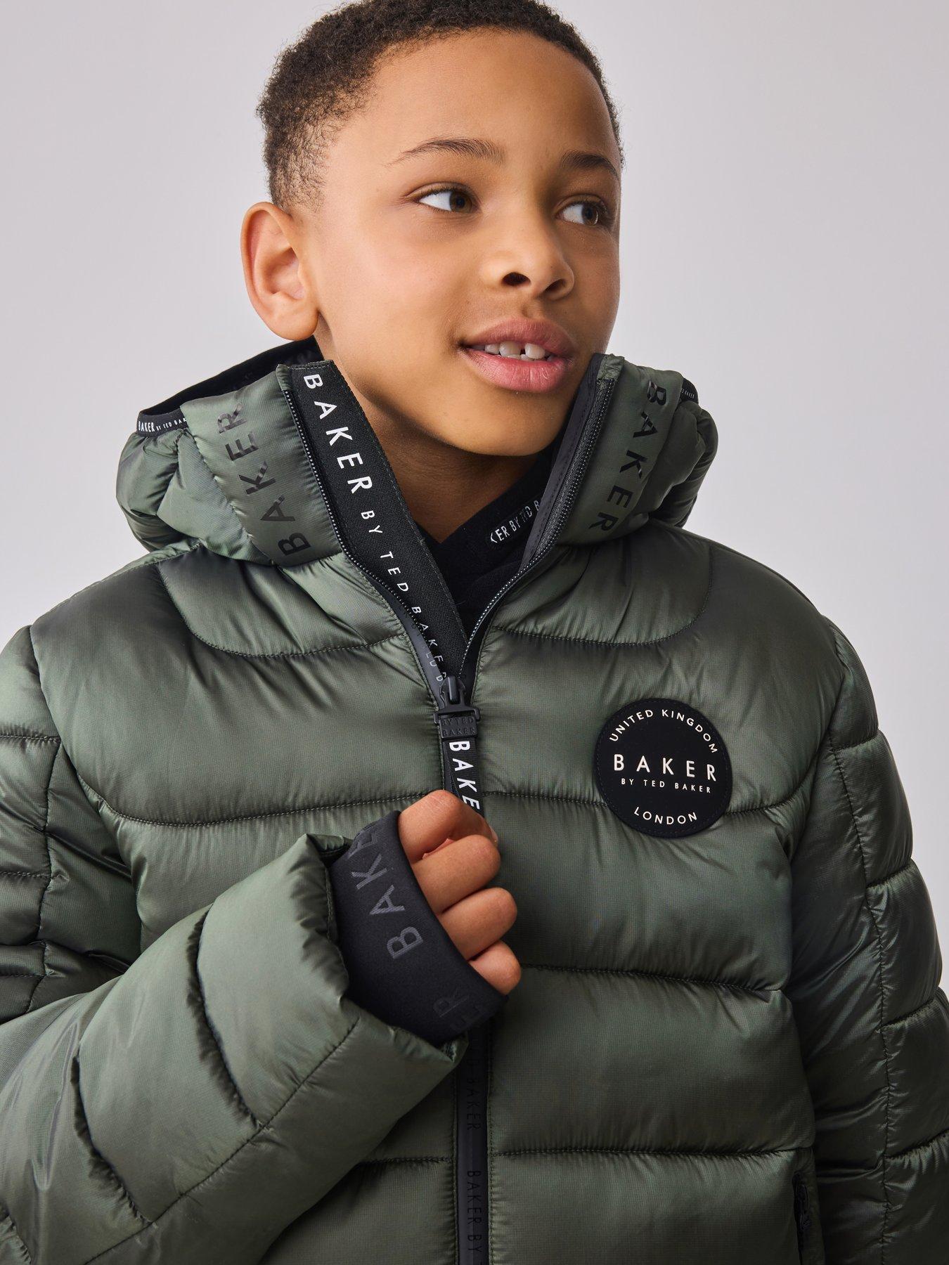 Image 6 of 7 of Ted Baker Boys Midweight Coat - Khaki Green