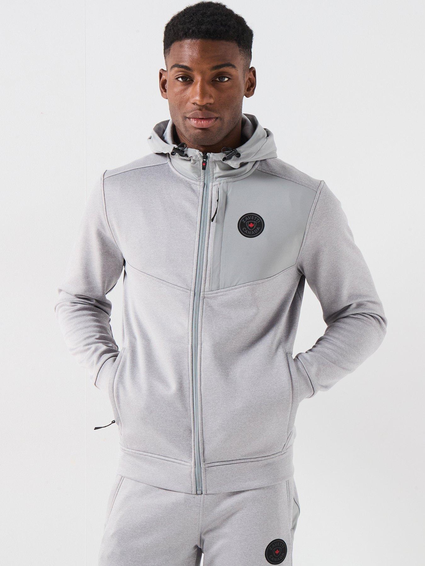 Zavetti Canada Ronia Zip Through Rubberised Logo Panelled Hoodie - Grey