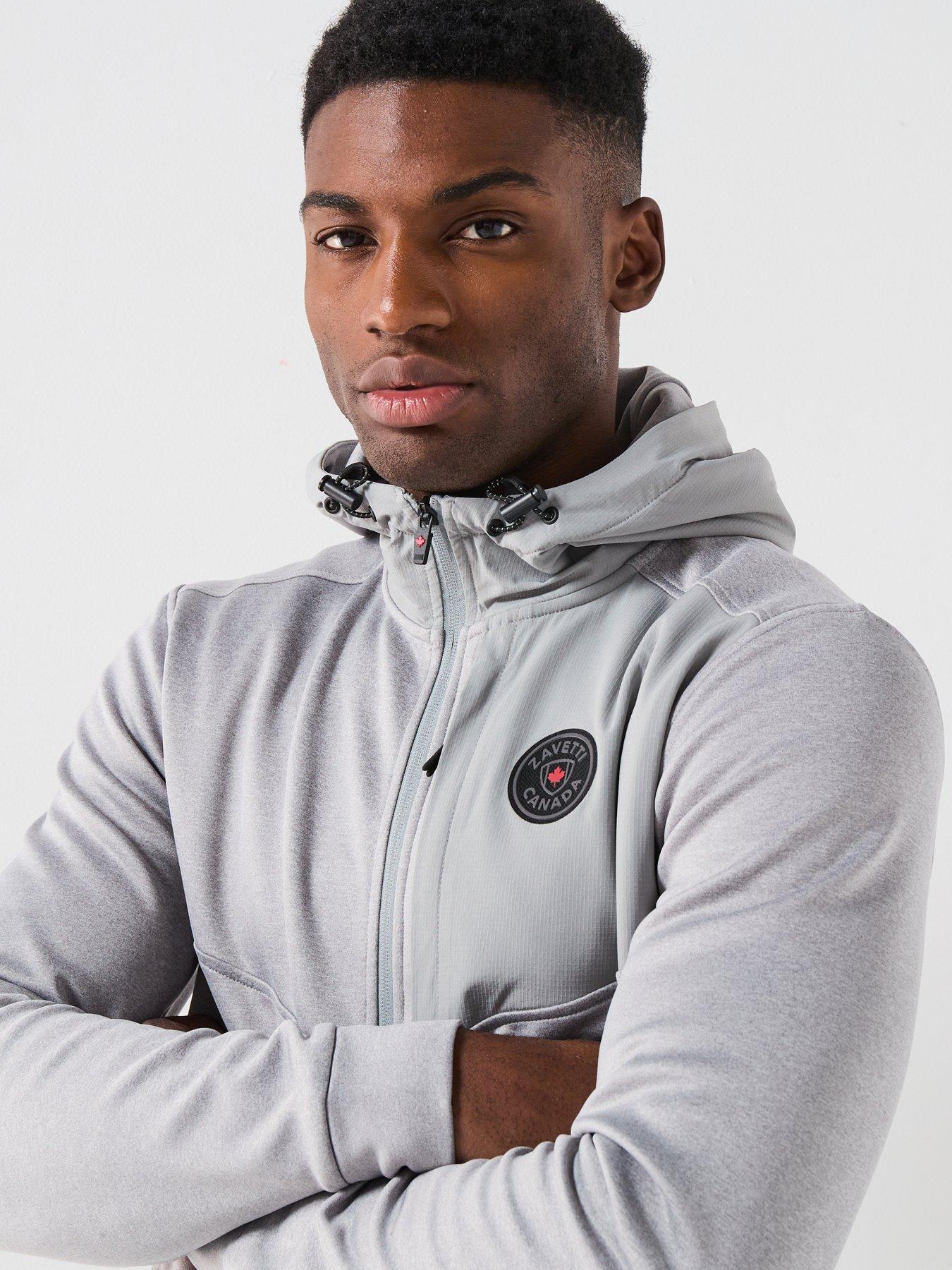 Image 5 of 6 of Zavetti Canada Ronia Zip Through Rubberised Logo Panelled Hoodie - Grey