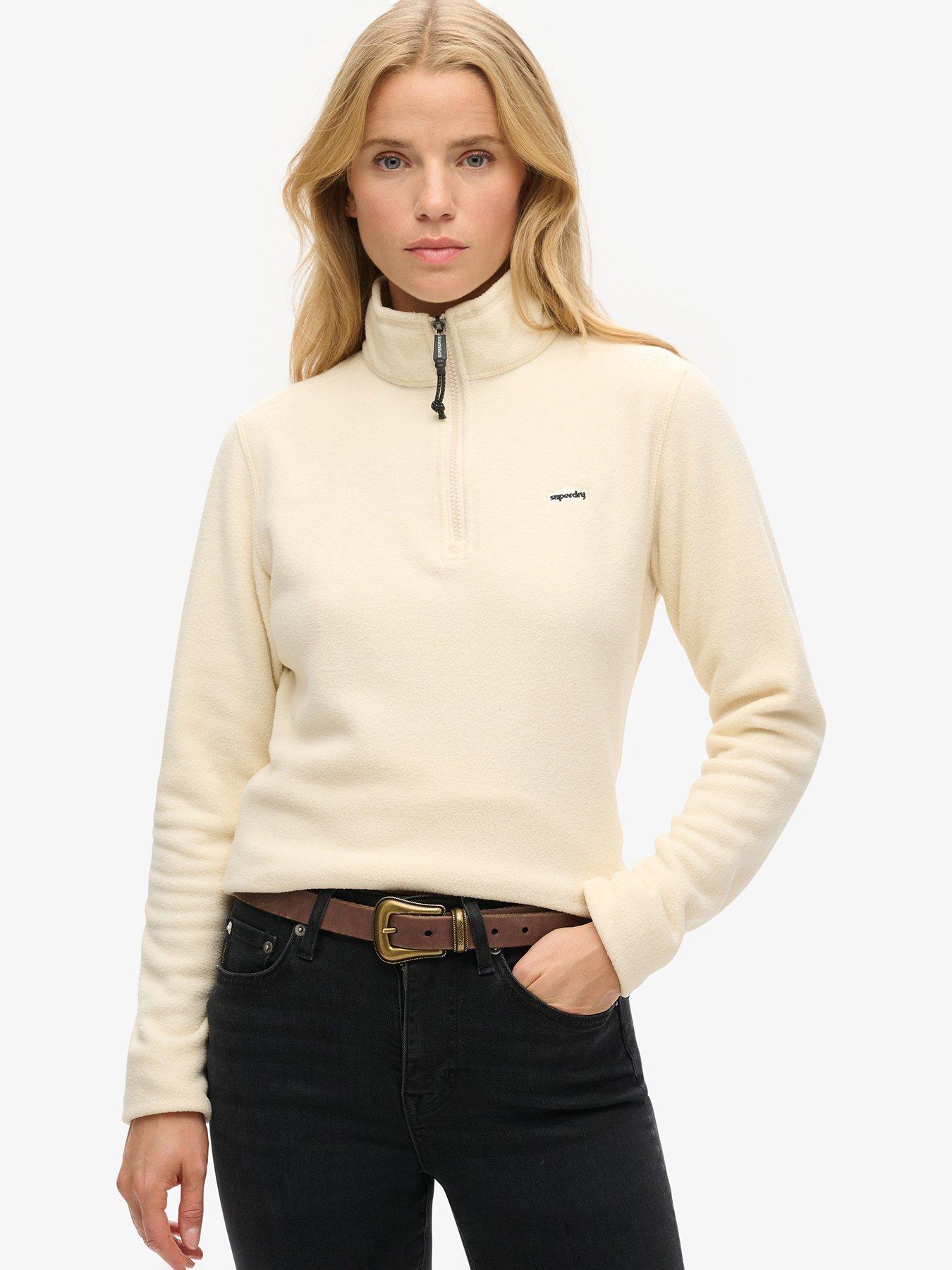 Superdry Polar Fleece Half Zip Sweatshirt - Beige