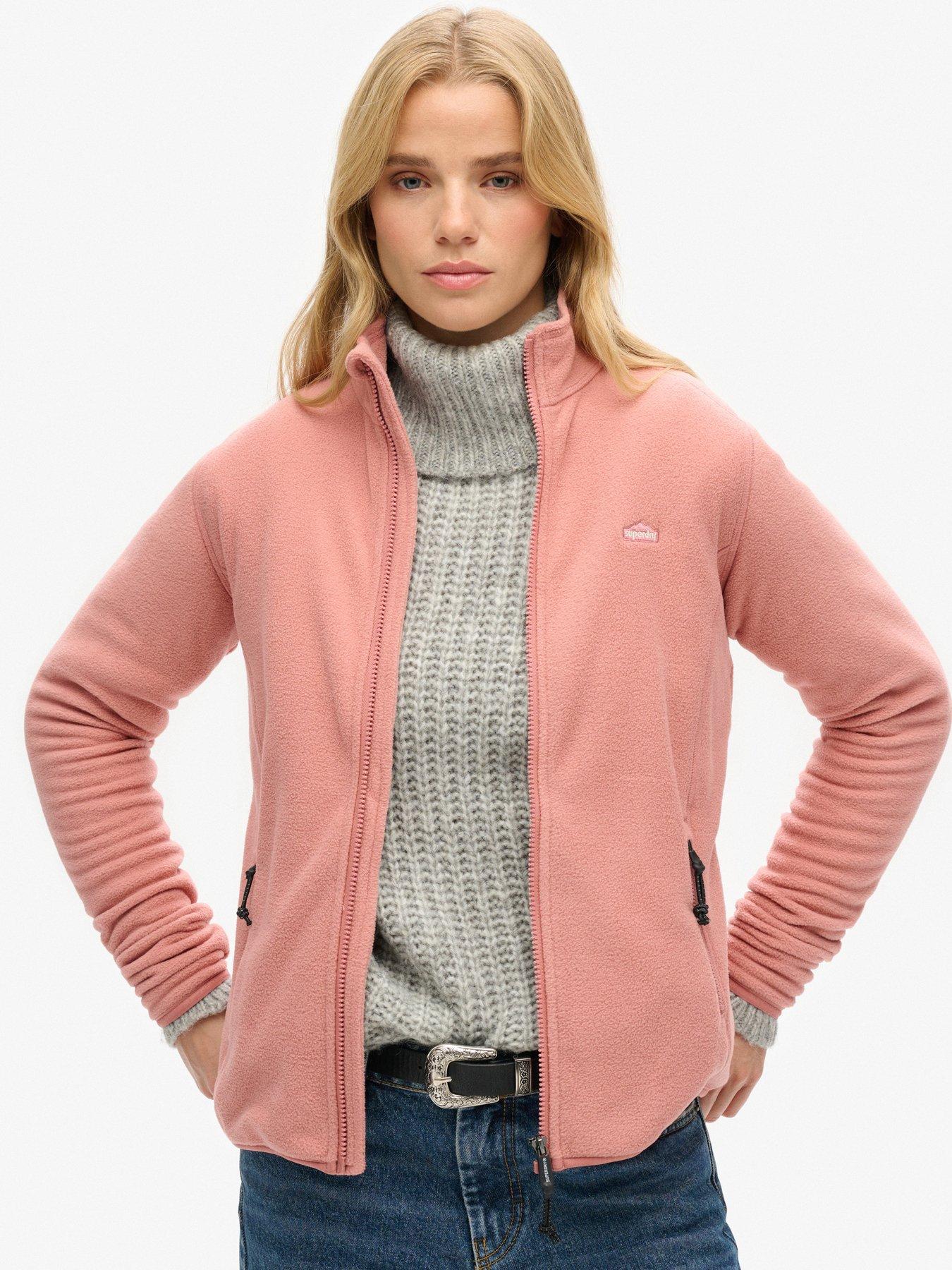 Superdry Polar Fleece Full Zip Sweat - Pink