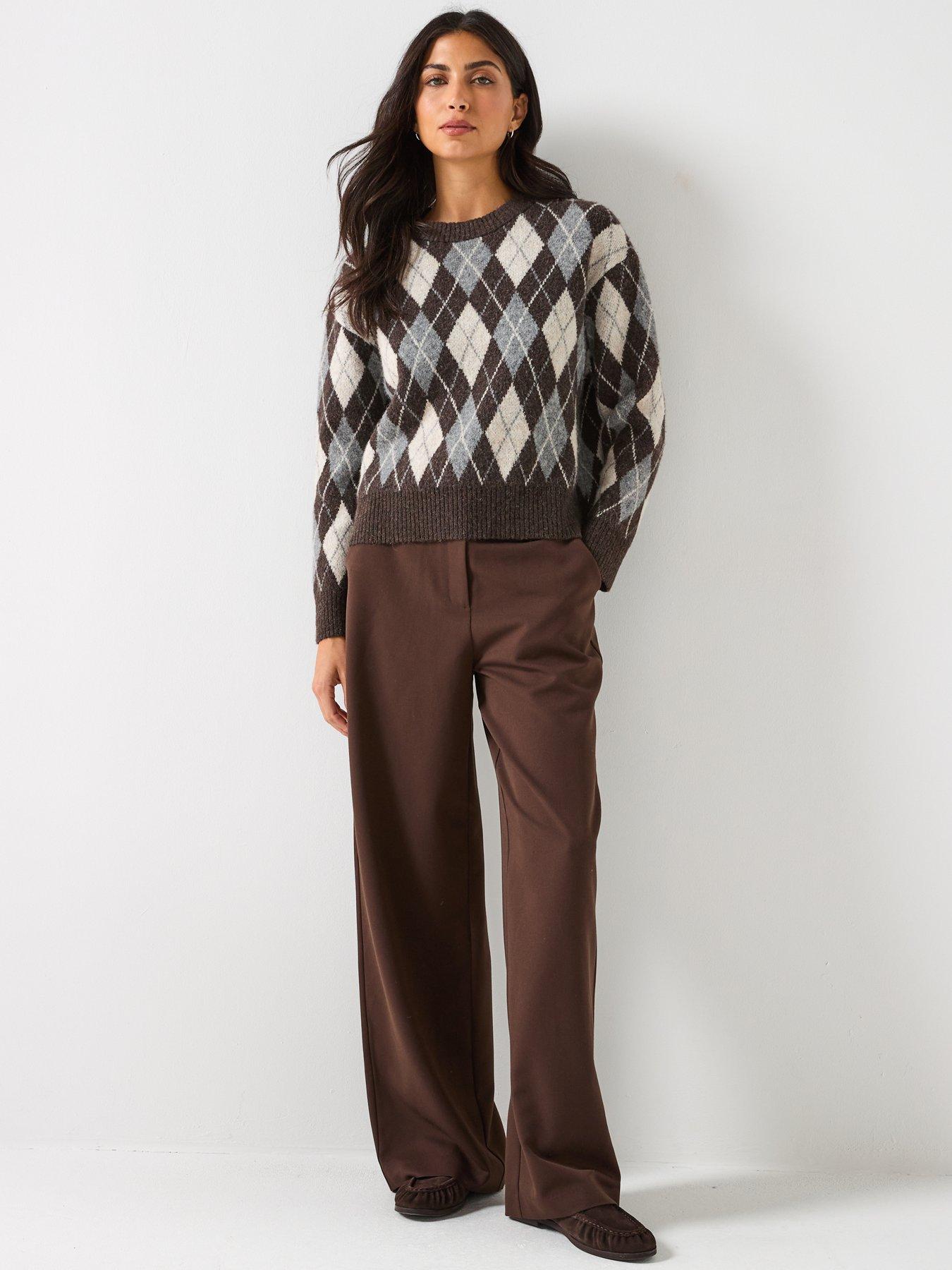 Image 3 of 5 of PIECES Wide Leg Trousers - Brown