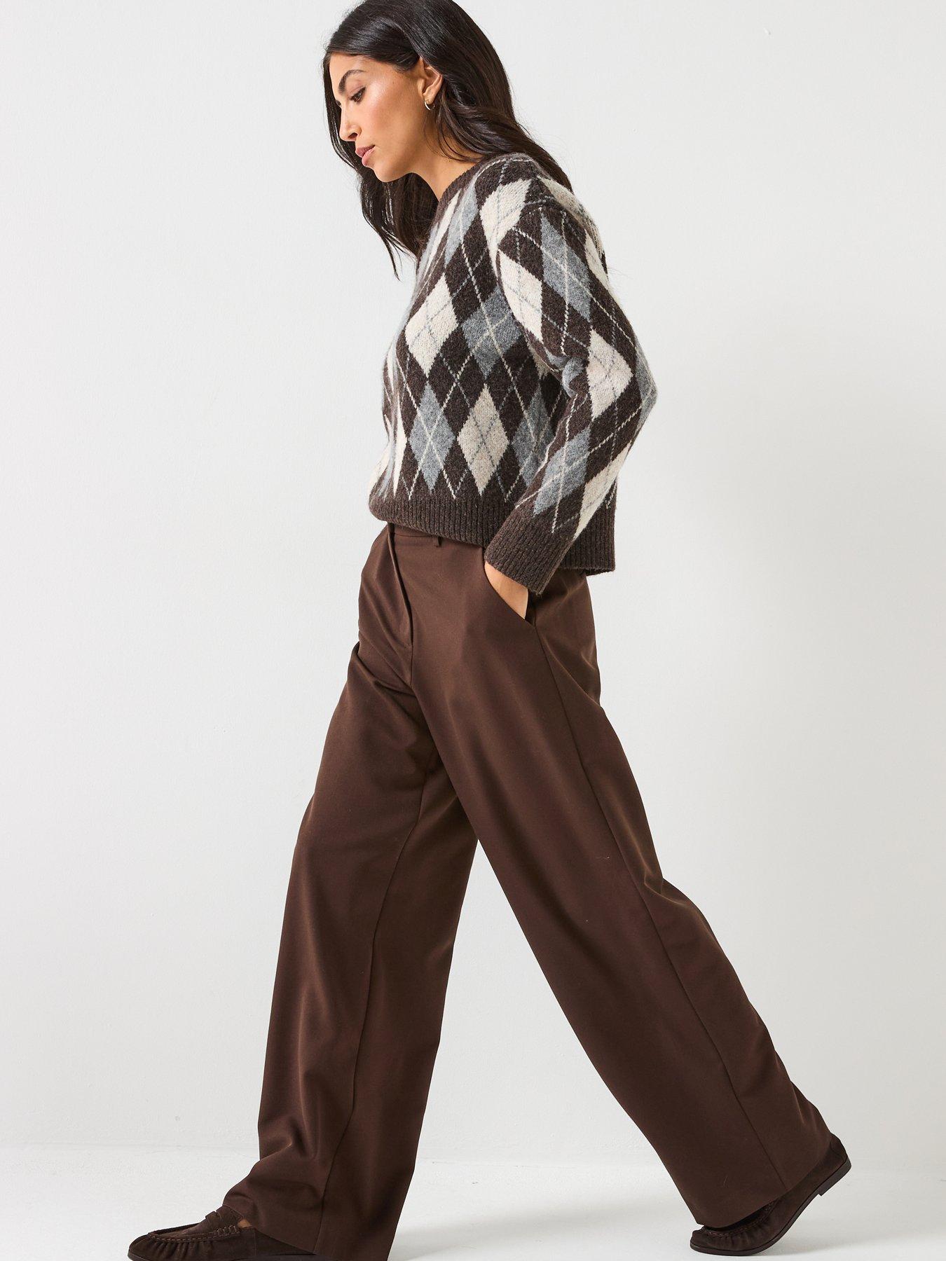 Image 5 of 5 of PIECES Wide Leg Trousers - Brown