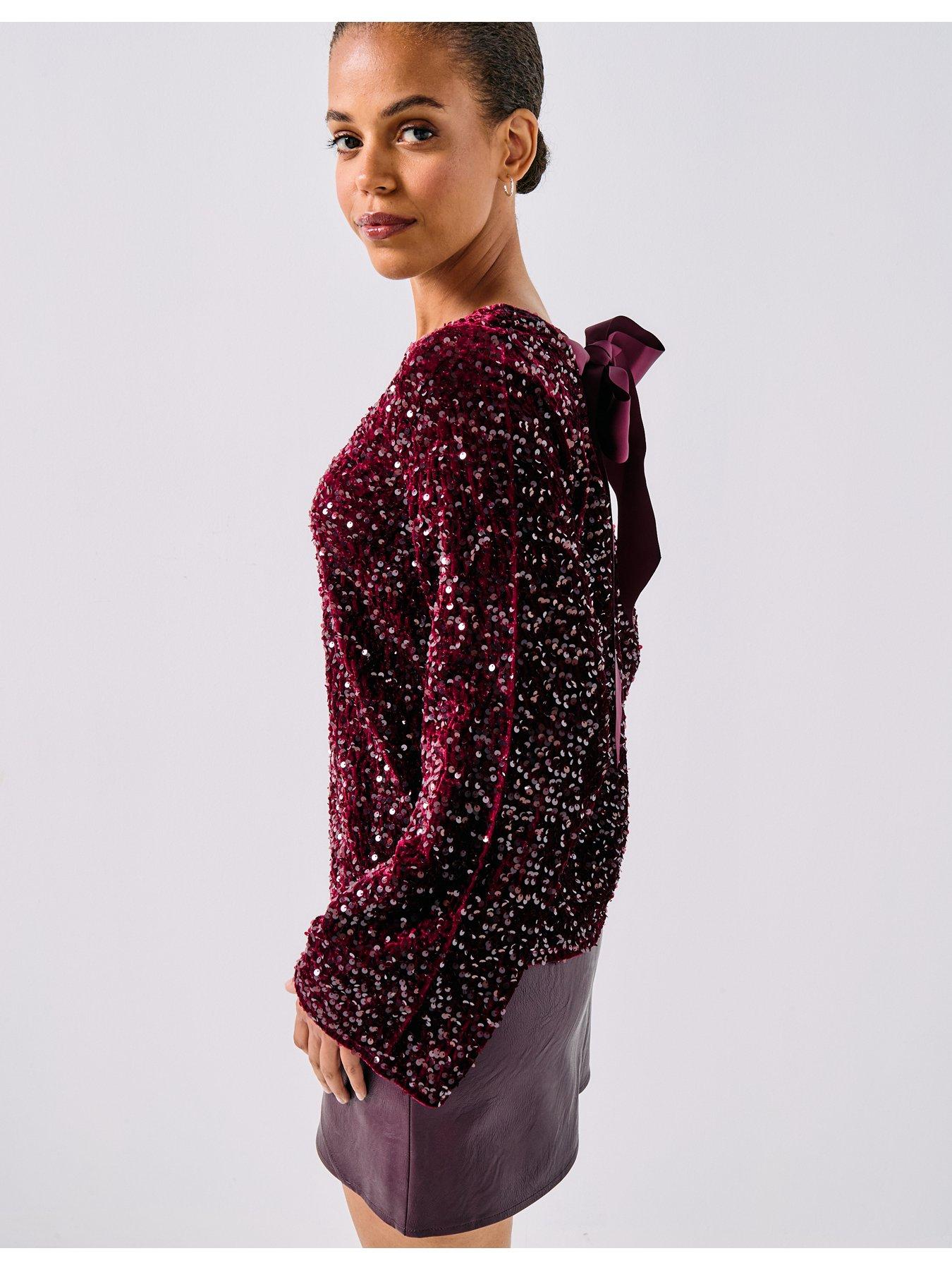 pieces-long-sleeve-deep-back-bow-top-reddetail