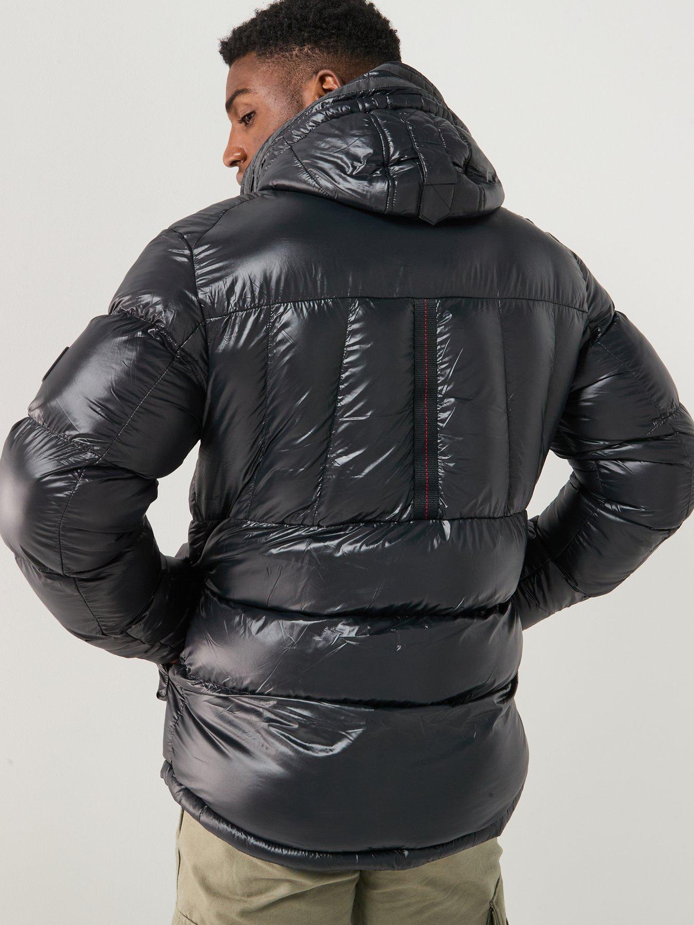 Image 2 of 6 of Zavetti Canada Onix Padded Shine Logo Parka Coat - Black