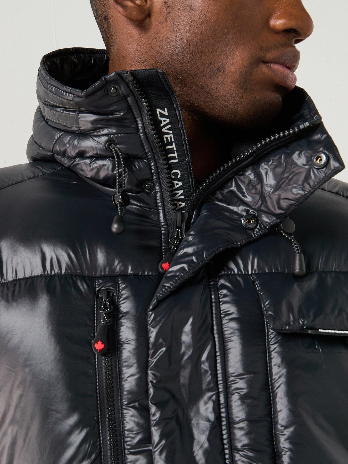 Image 4 of 6 of Zavetti Canada Onix Padded Shine Logo Parka Coat - Black