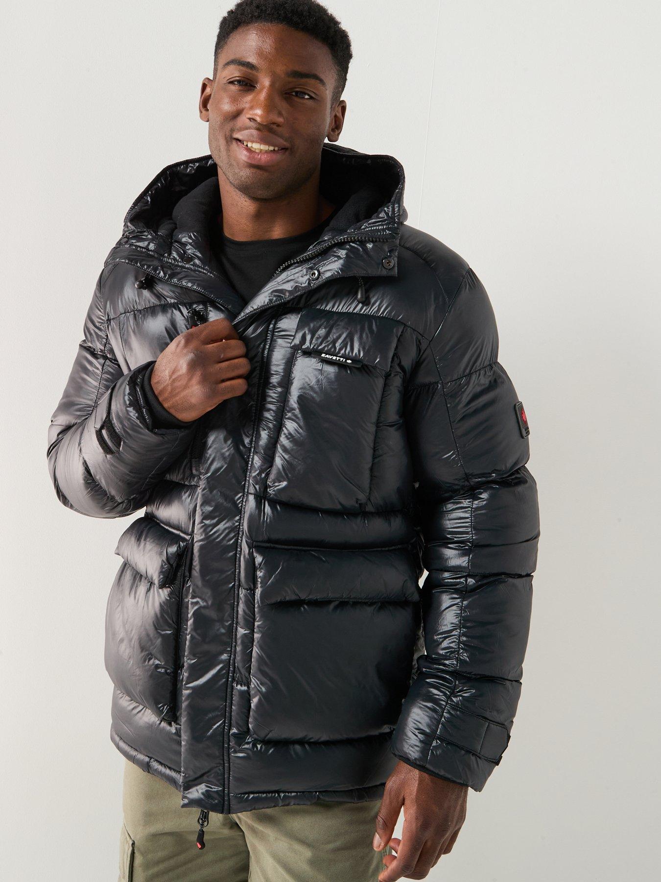 Image 6 of 6 of Zavetti Canada Onix Padded Shine Logo Parka Coat - Black