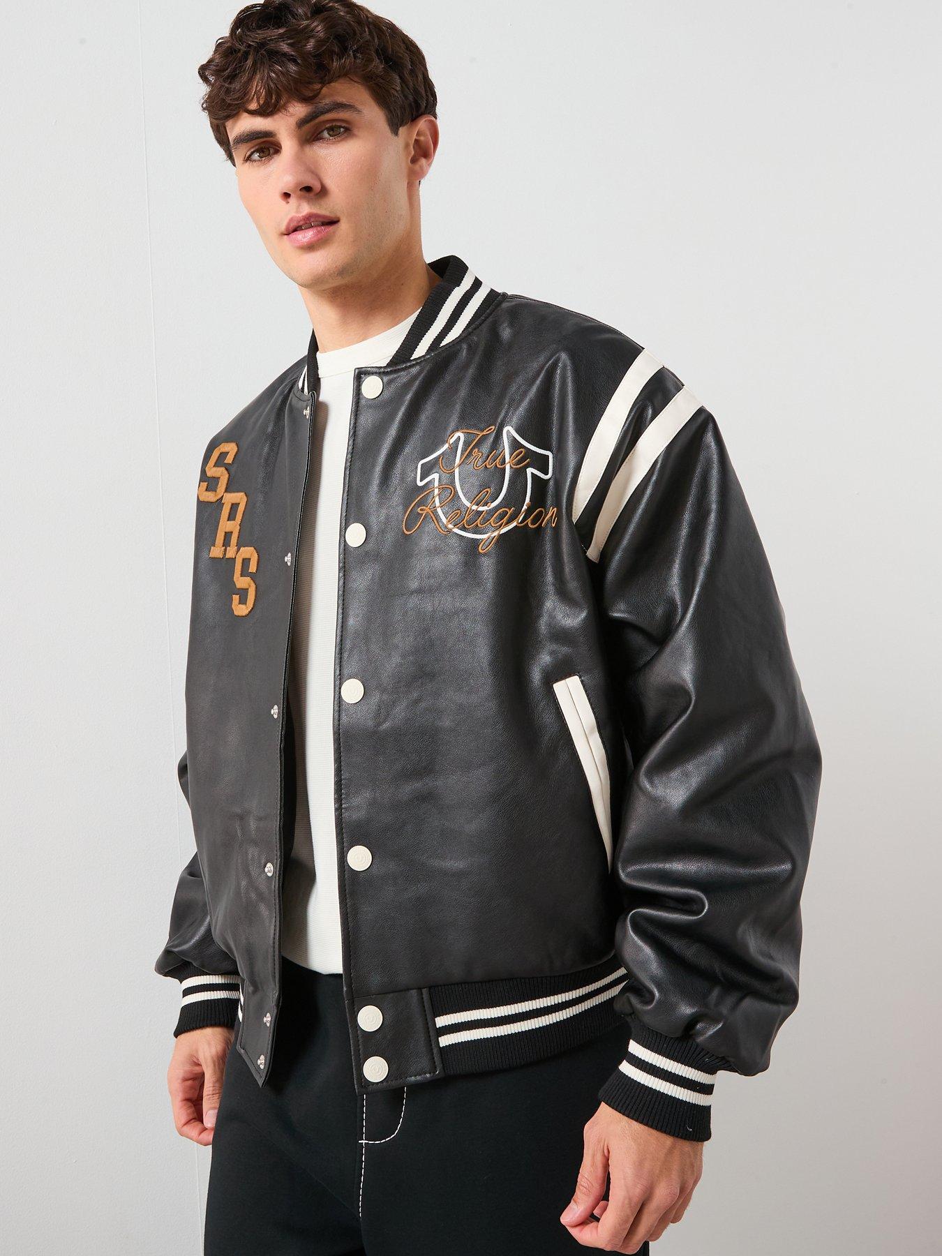 Image 1 of 6 of TRUE RELIGION Retro Varsity Bomber Jacket - Black