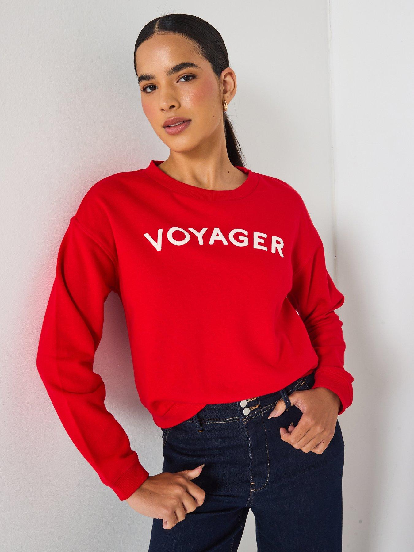 PIECES Foya Long Sleeve Voyager Jersey Sweatshirt - Red - Multi