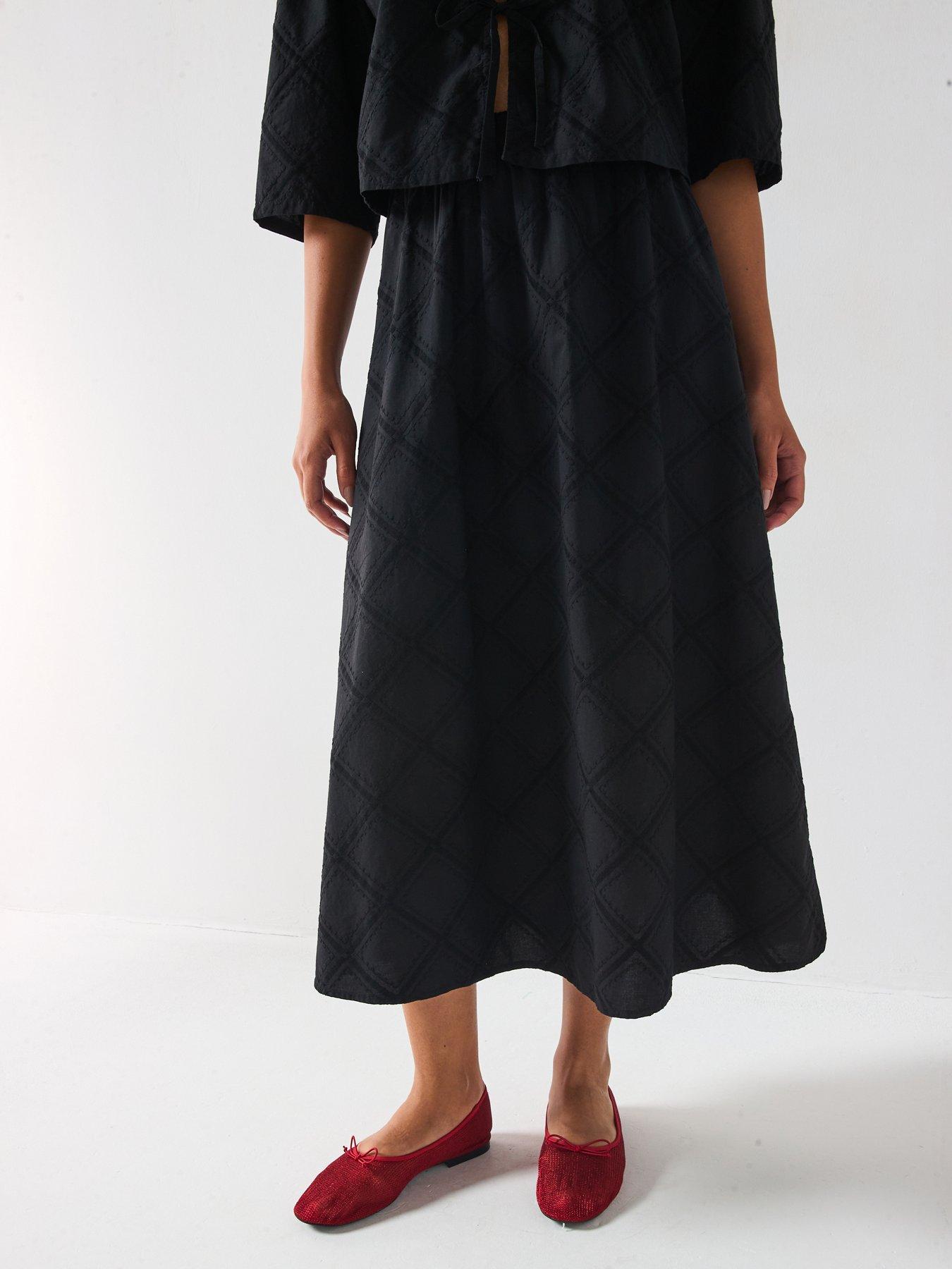 Image 5 of 6 of PIECES Francis High Waist Midi Skirt - Black