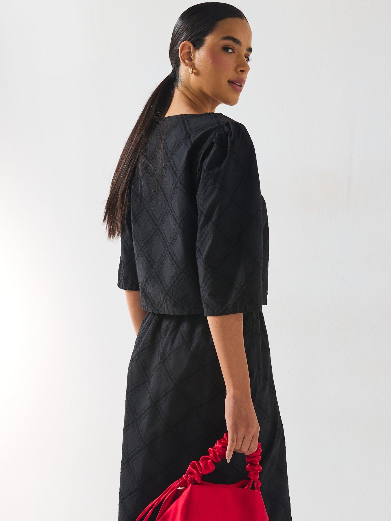 Image 2 of 6 of PIECES Francis 3/4 Sleeve Woven Top - Black