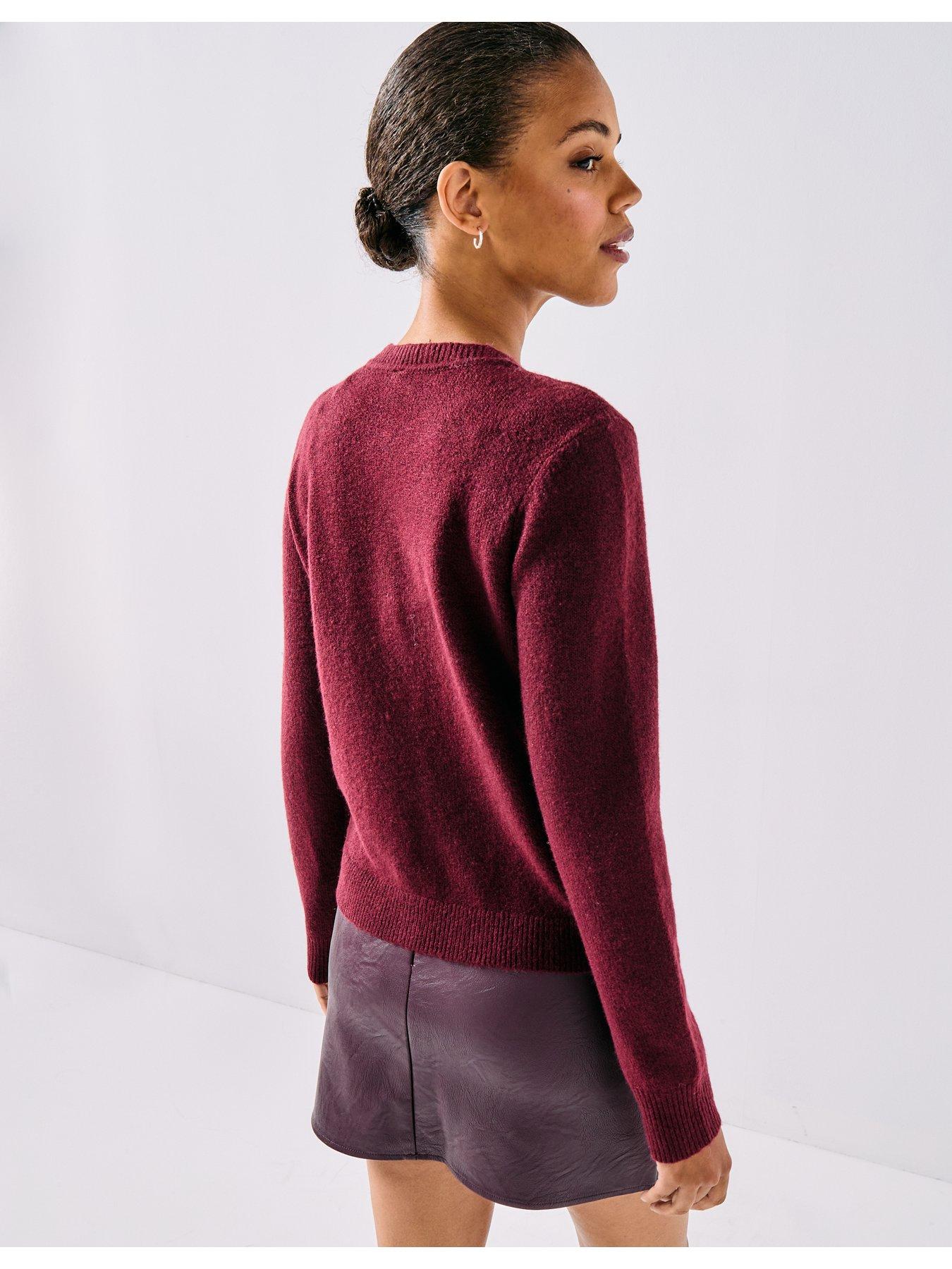 pieces-long-sleeve-knit-cardigan-redstillFront